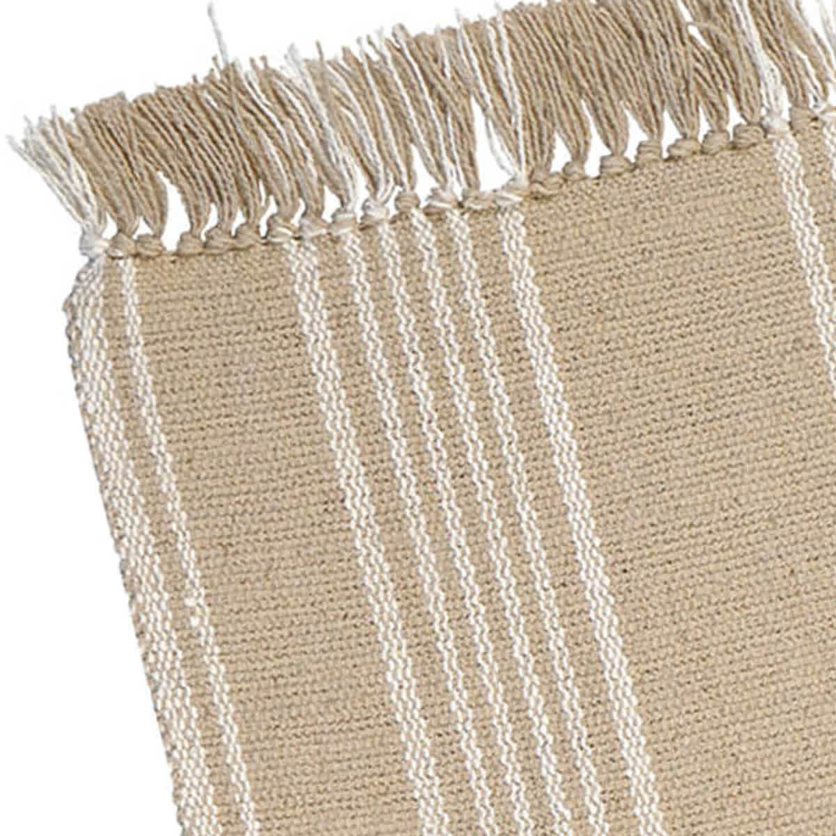 Set of 4 Natural Woven Placemat with White Stripes, 13x19