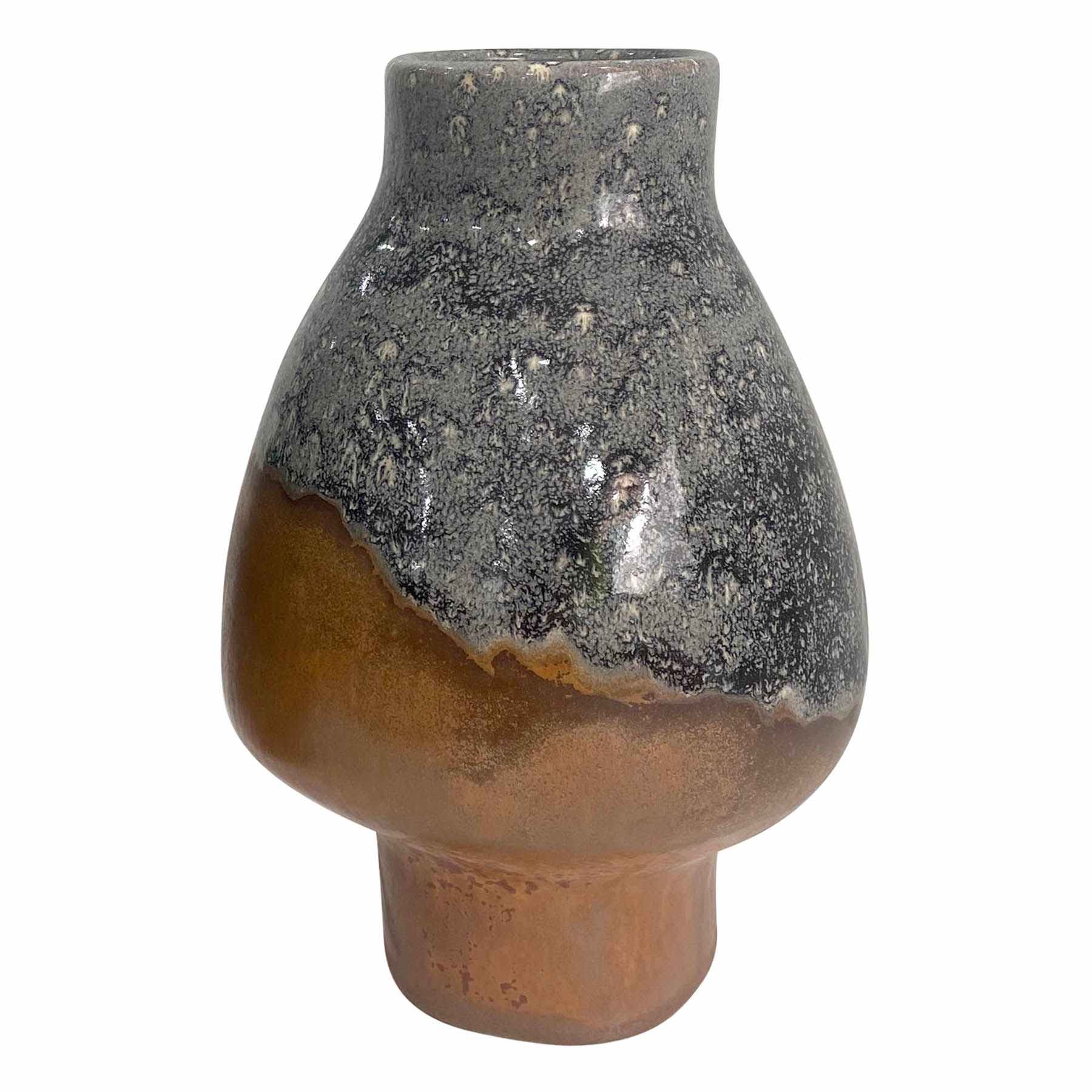 Black & Brown Roman Earth Shanghai Ceramic Vase, 10"