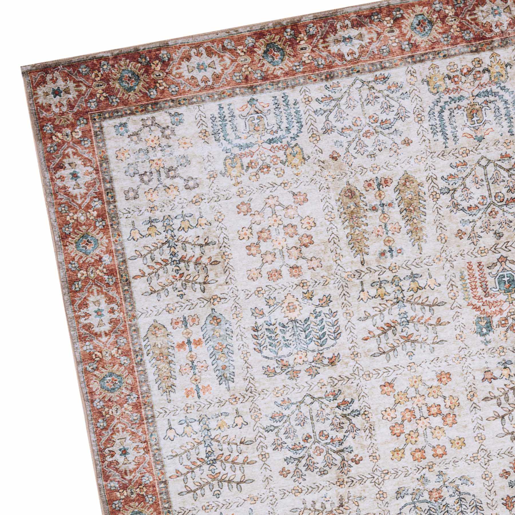 (D621) Freya Terracotta Medallion Area Rug, 5x7