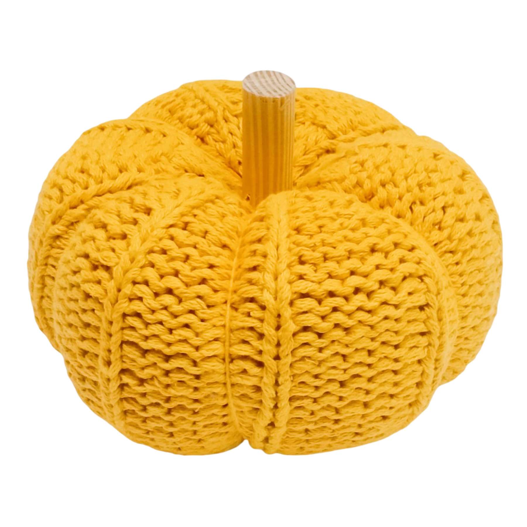 Homespun Harvest Yellow Crochet Pumpkin, 8"
