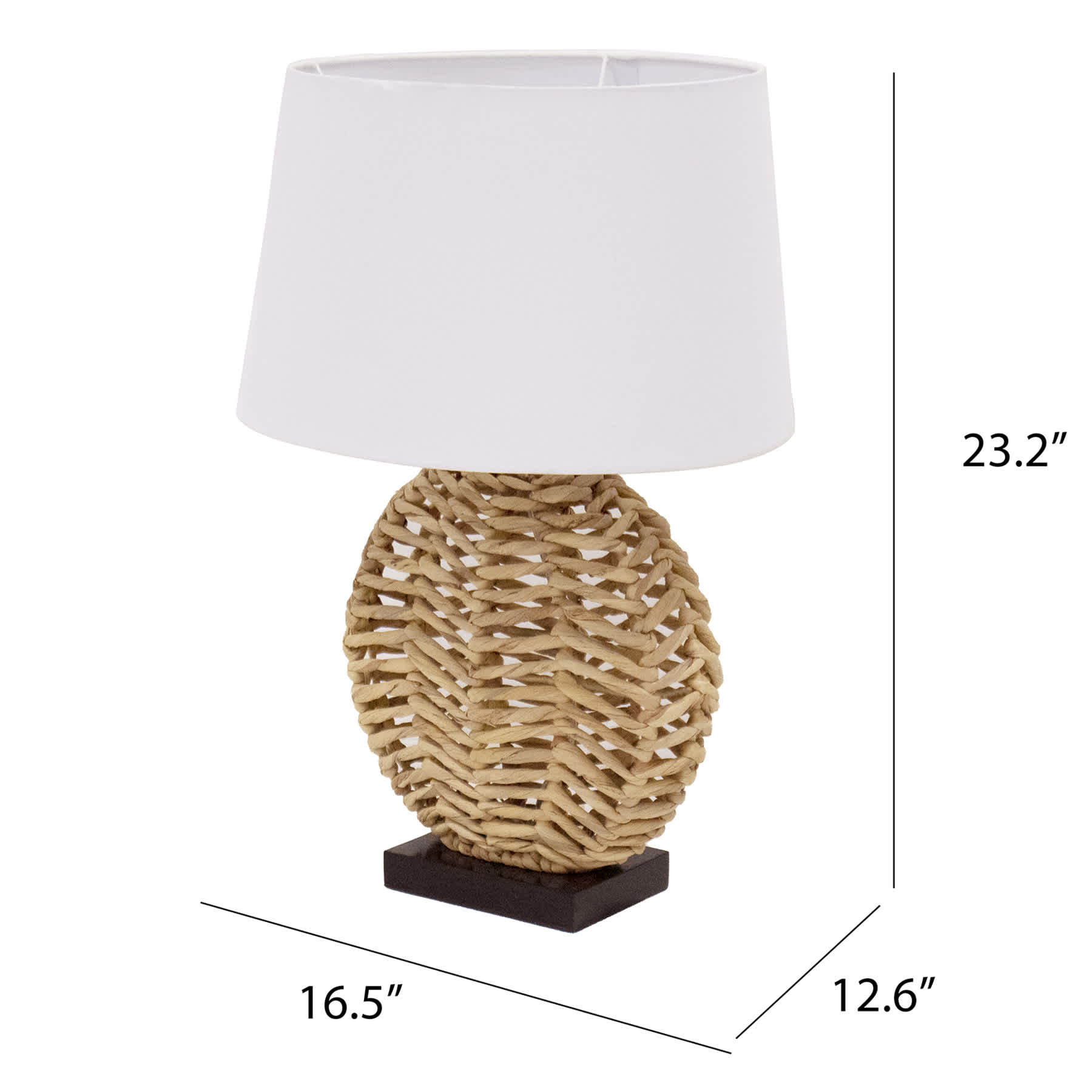 Water Hyacinth Natural Weaving Medium Table Lamp with Shade, 23"