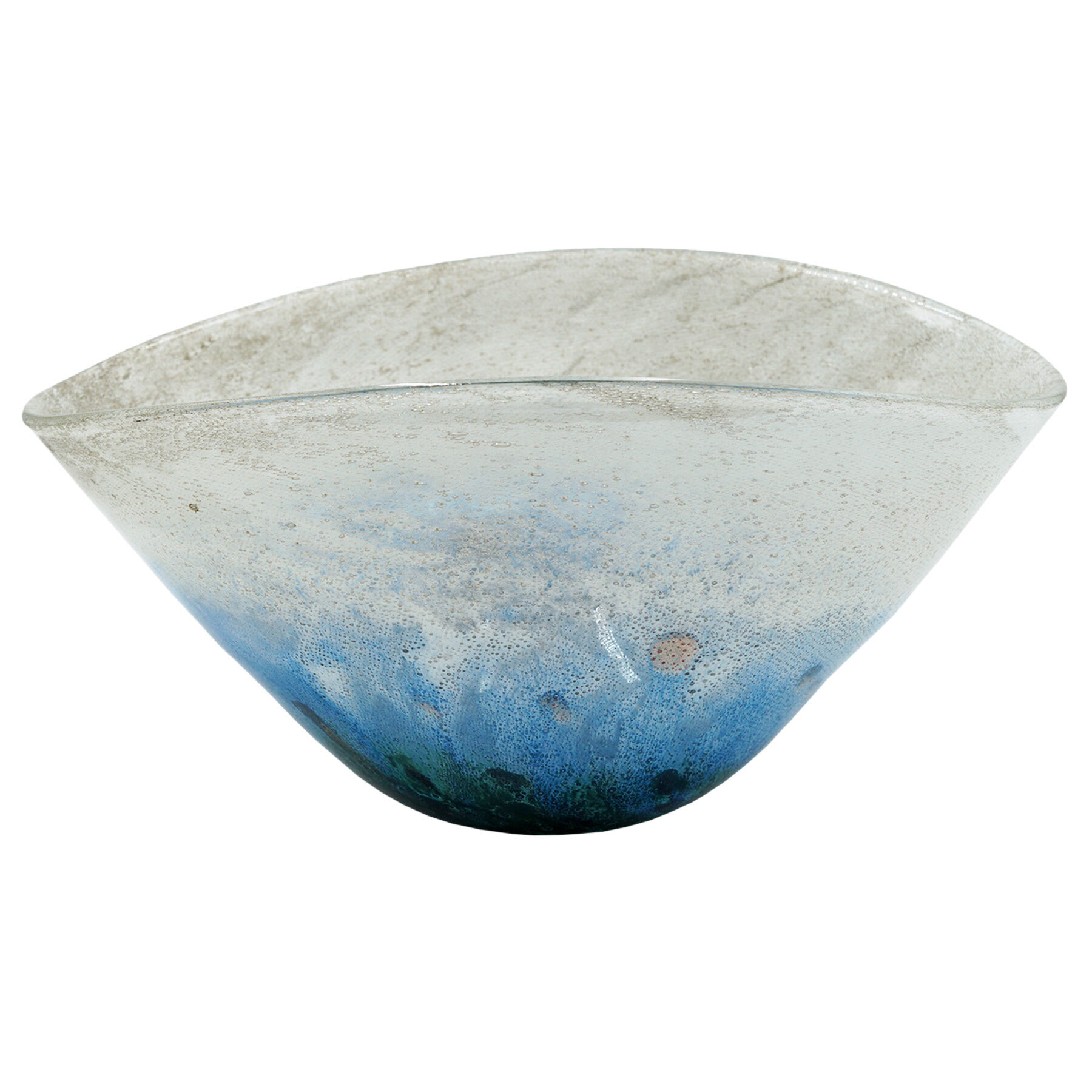 Blue Decorative Glass Bowl, 14x7
