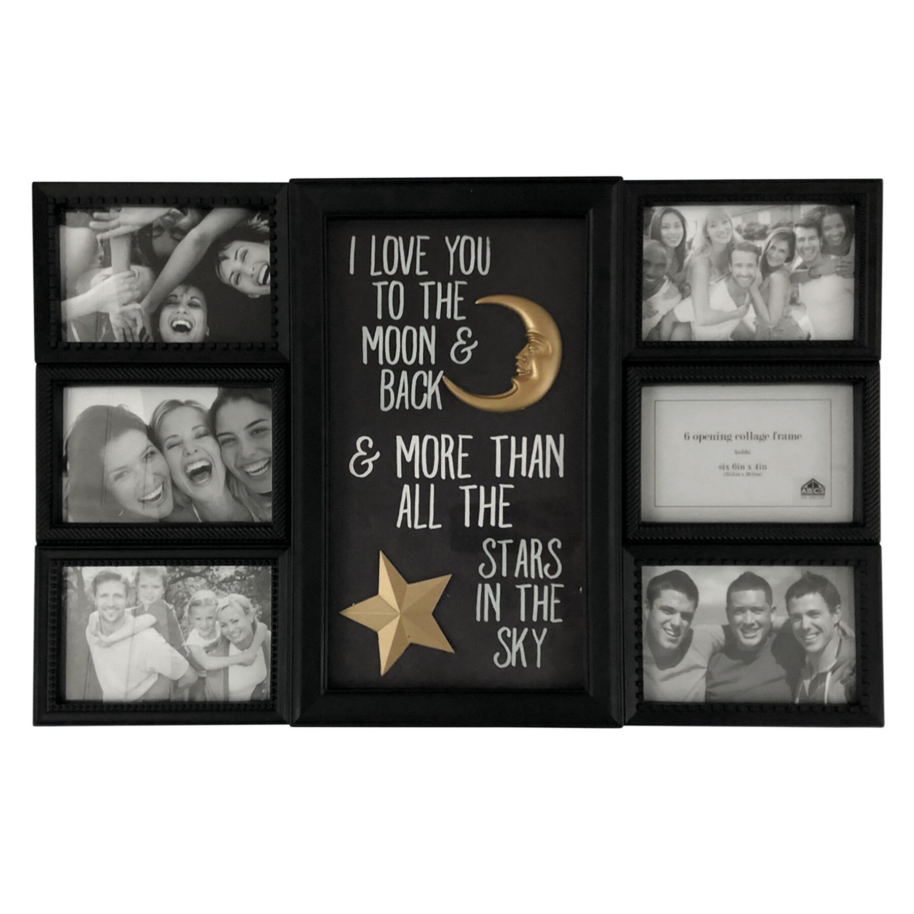 6-Opening Black I Love You to The Moon & Back Collage Picture Frame, 22x14