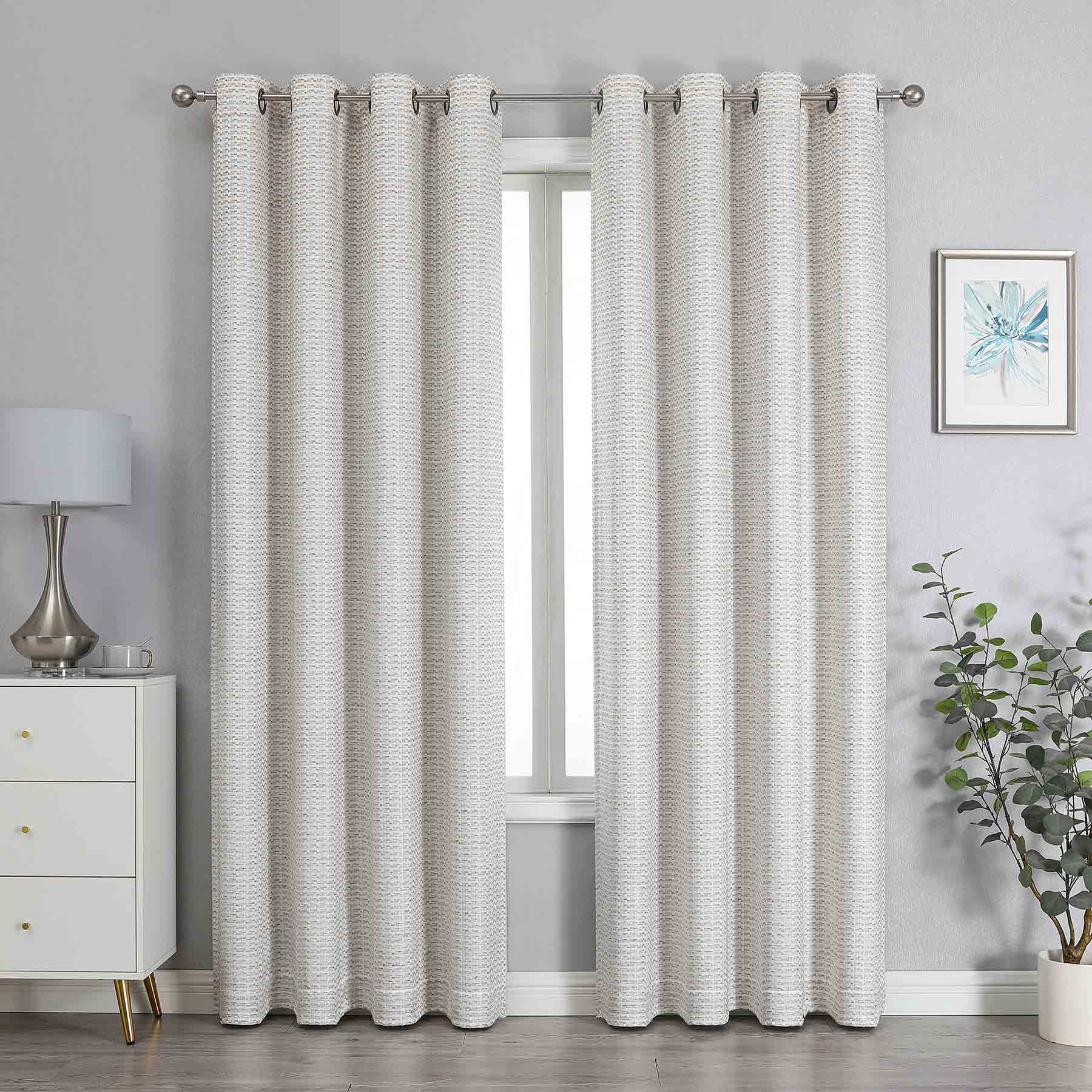 Sun Shield Linen Blackout Grommet Curtain Panel, 84"