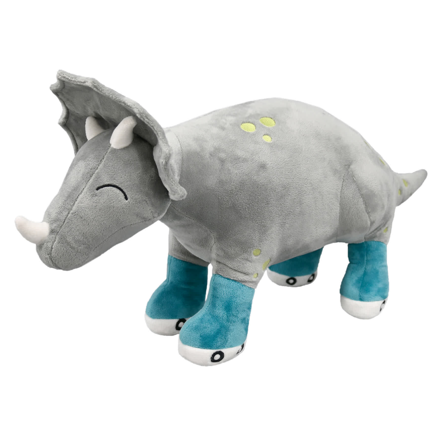 Tiny Dreamers Grey Triceratops Shaped Pillow, 11x16