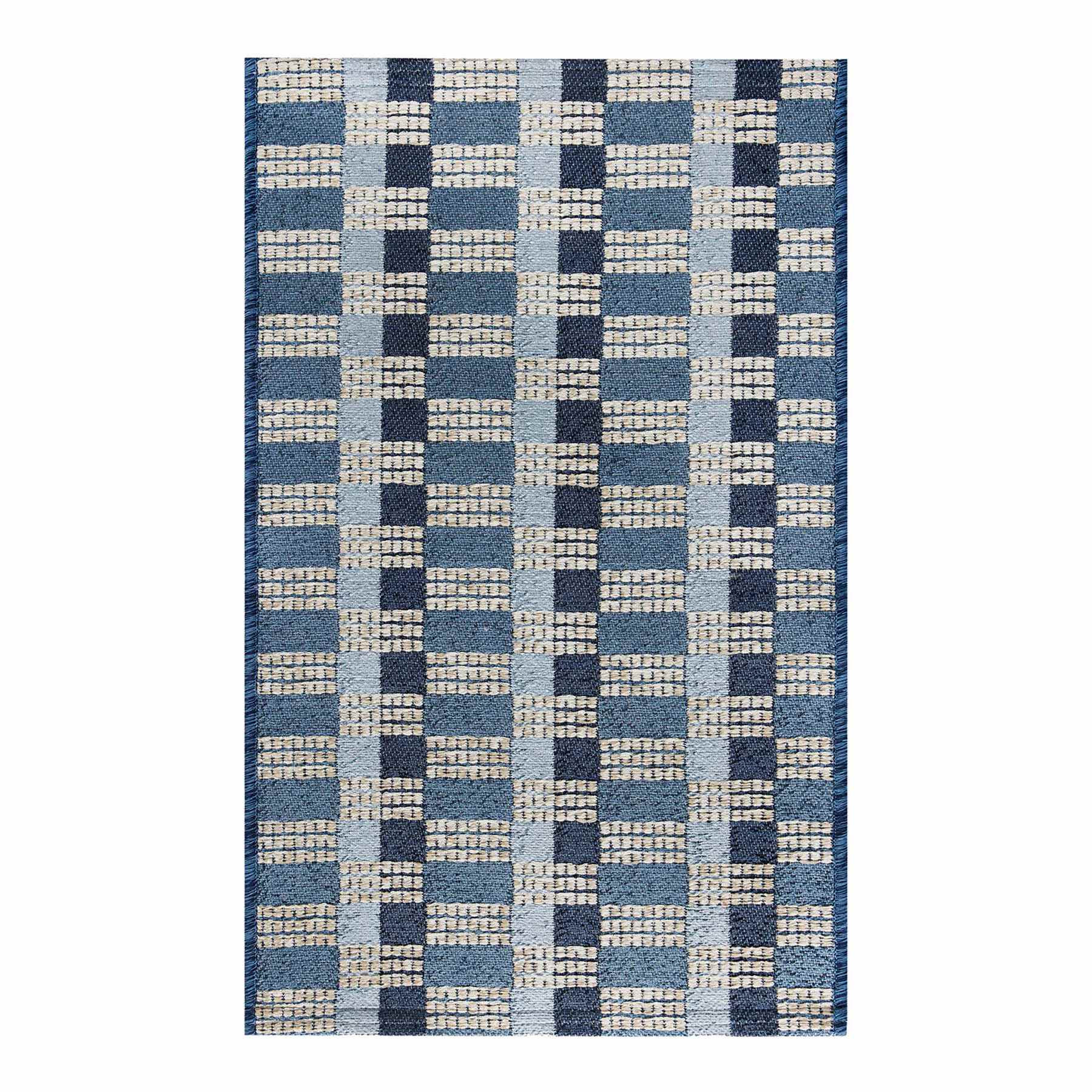 Tapestry Blue Gradient Washable Accent Rug with Gel Latex Back, 21x34