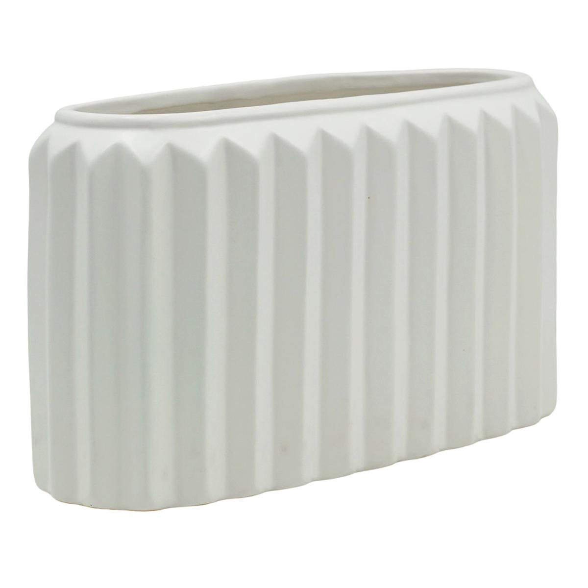 Crosby St. Indoor Harlow Pleat White Planter, Medium