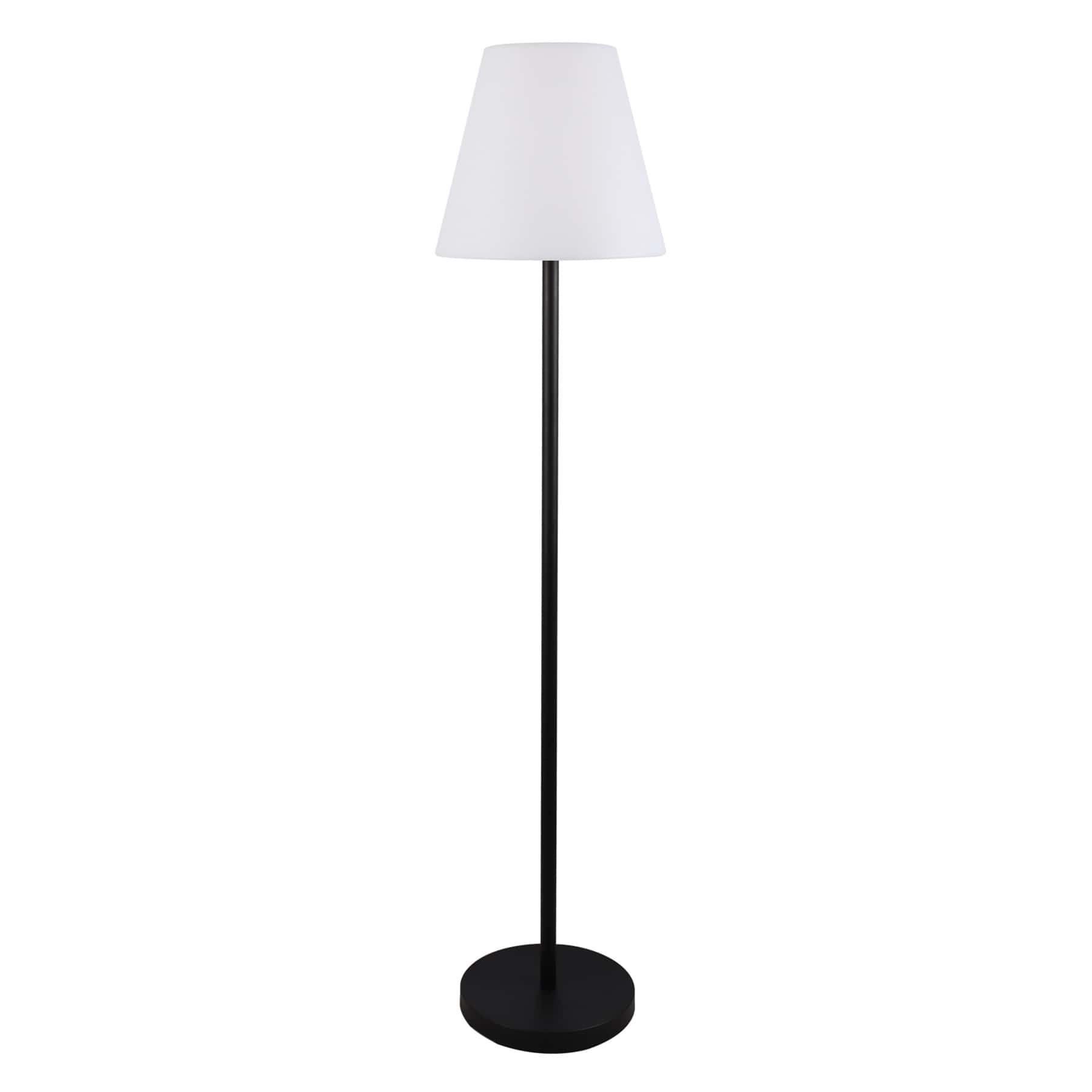 Black Indoor & Outdoor Floor Lamp with White Shade, 57"