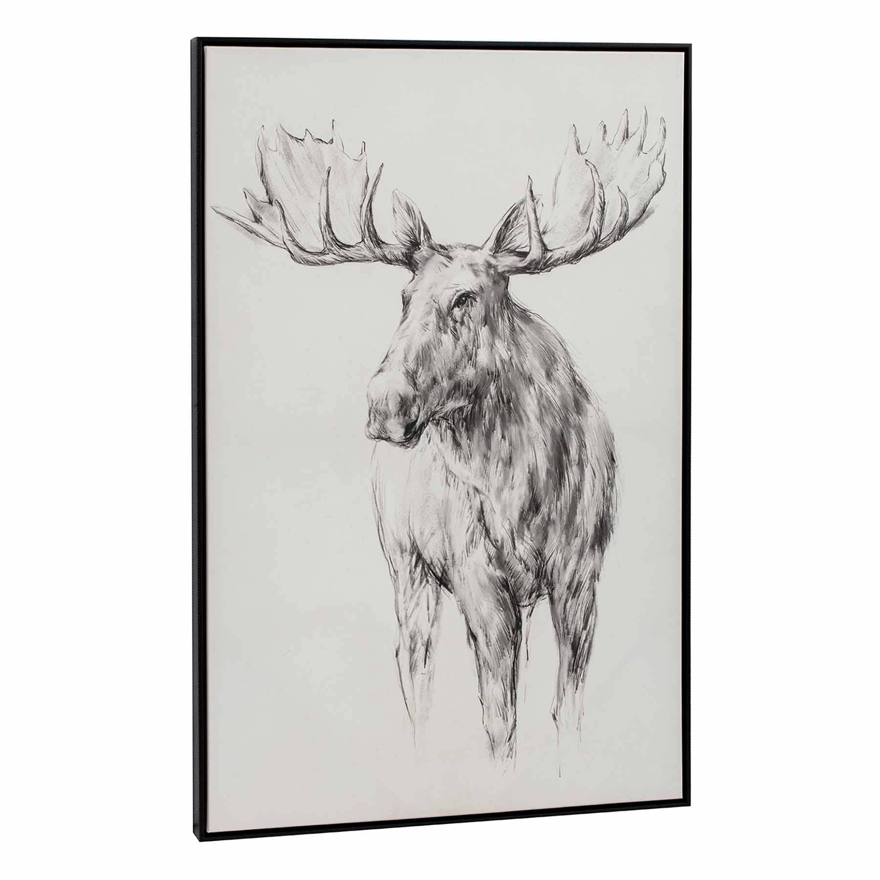 Framed Sketch Moose Wall Art, 24x36