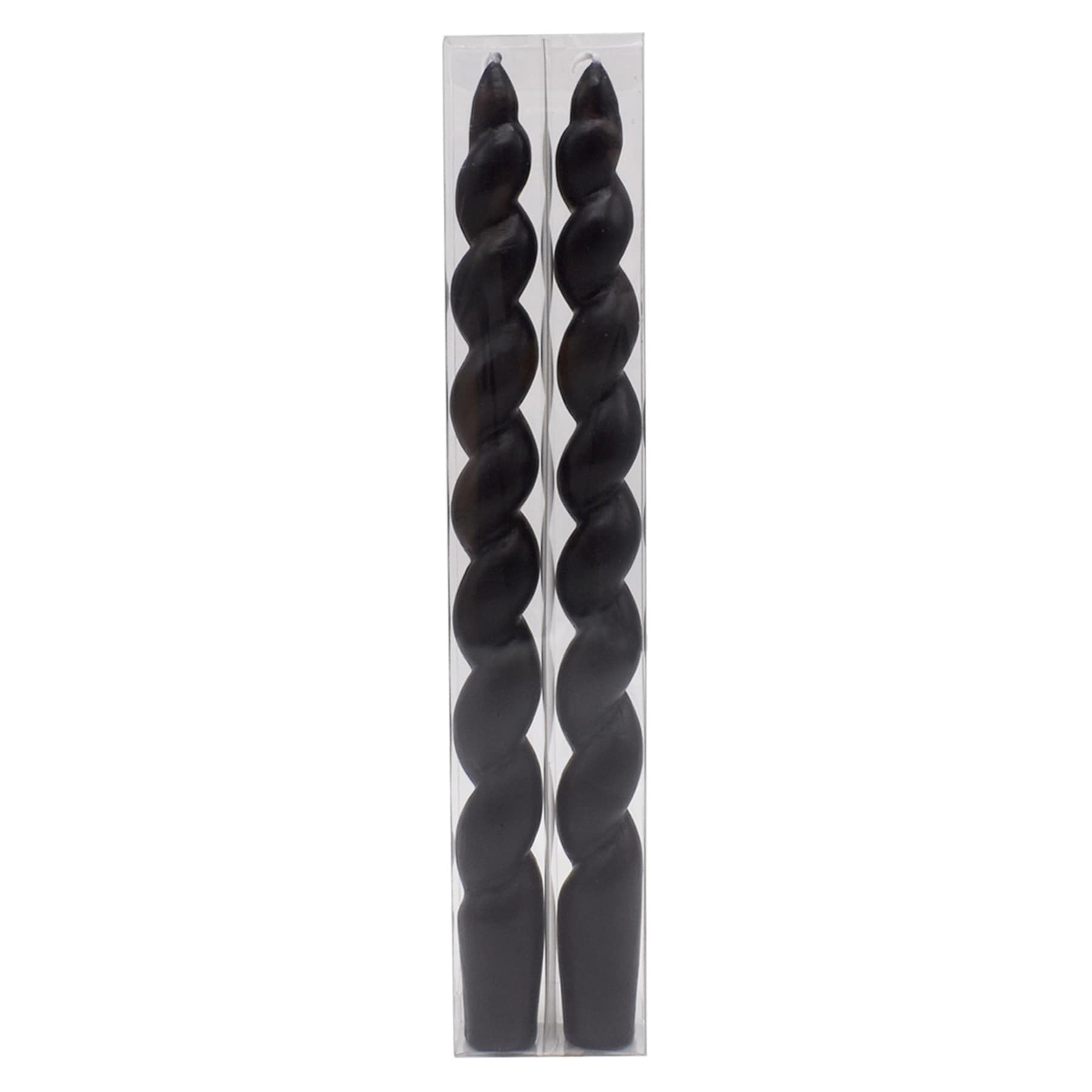 2-Pack Black Twisted Taper Candles, 10"