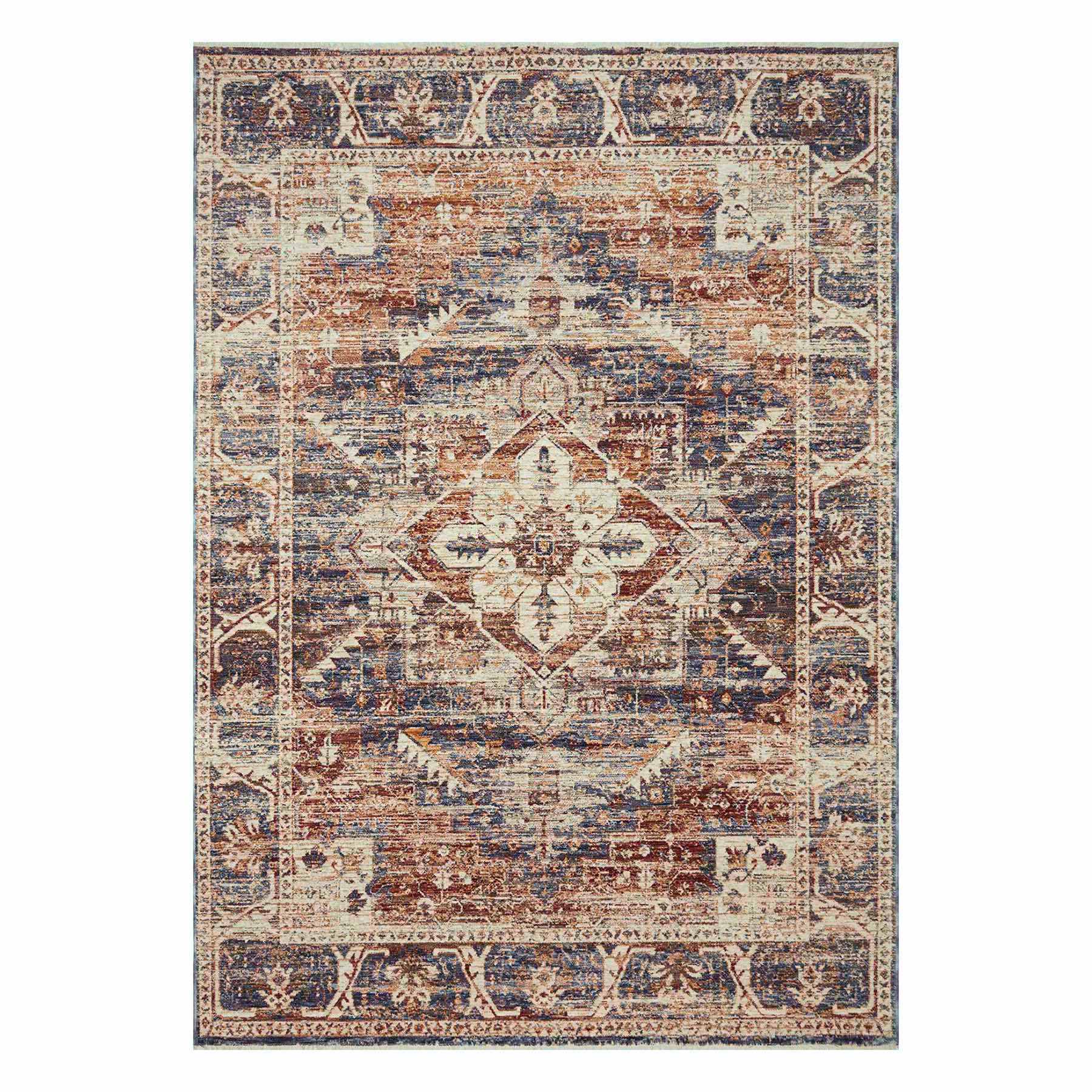 (A407) Halton Slate Rust Distressed-Look Area Rug, 5x8