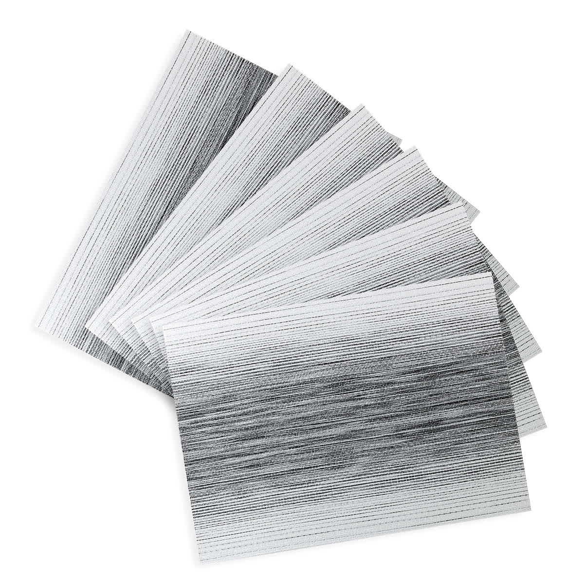 Set of 6 Otto Black Ombre Woven Vinyl Placemats, 13x18
