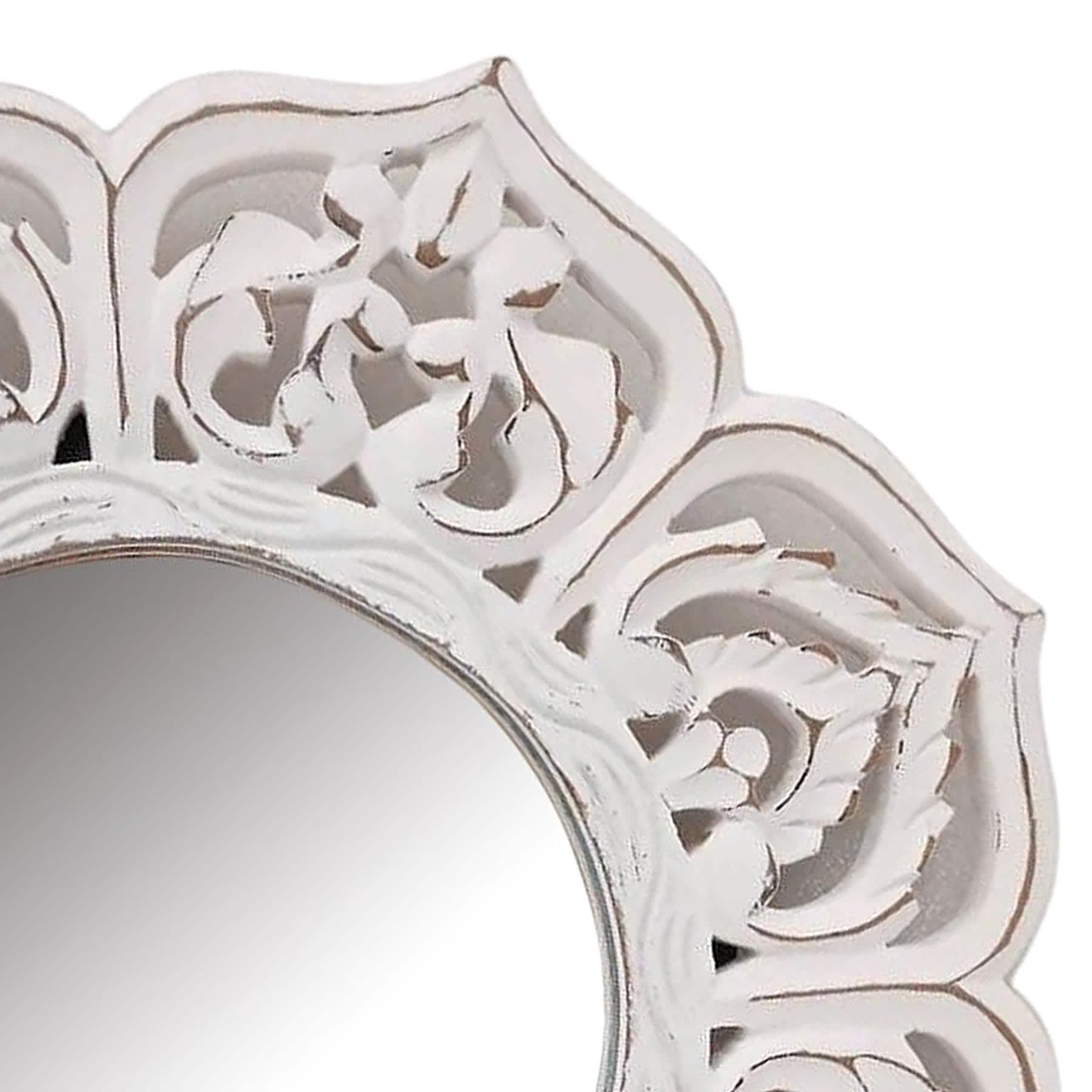 White Carved Wall Mirror, 14"