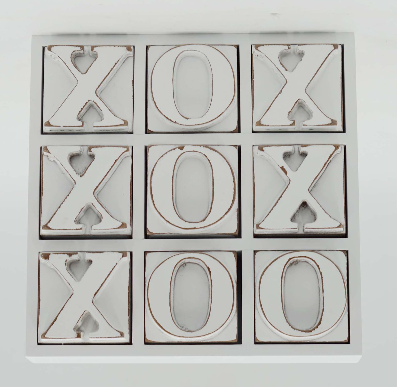 White Wooden Tic-Tac-Toe Decor, 9"
