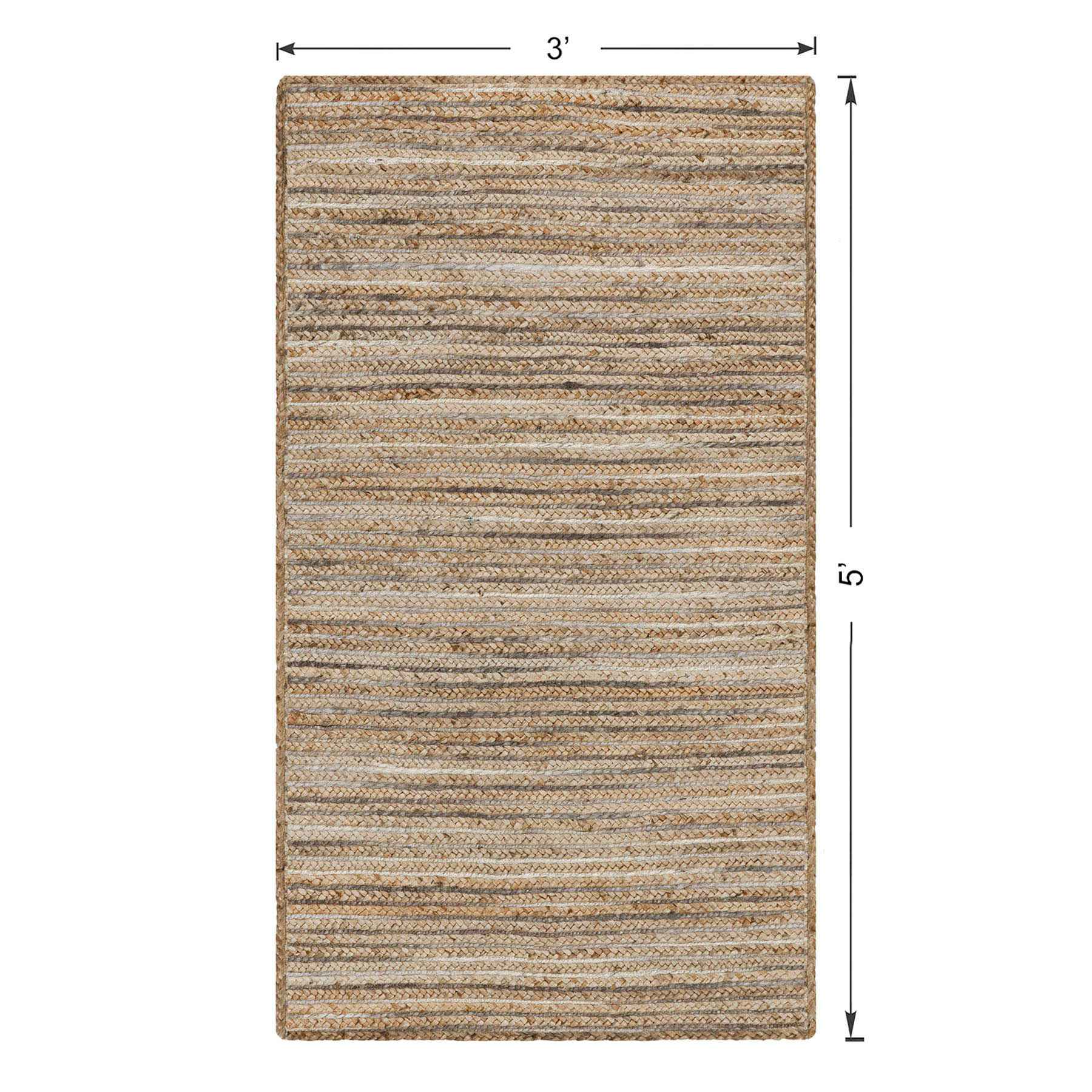 (B729) Ty Pennington Kensie Natural Striped Jute Accent Rug, 3x5