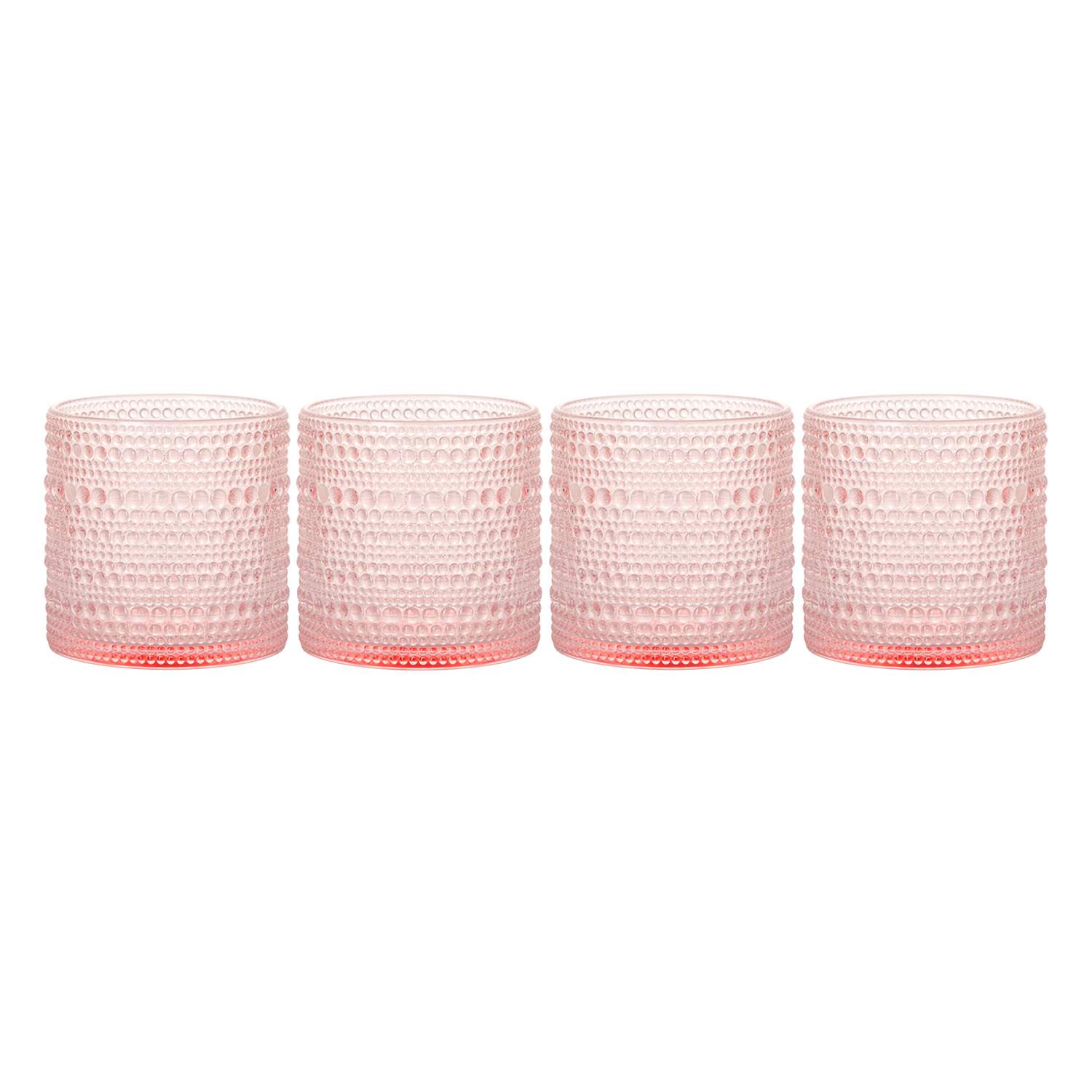 Set of 4 Blush Pink Spectra Double Old Fashioned Glasses, 13oz
