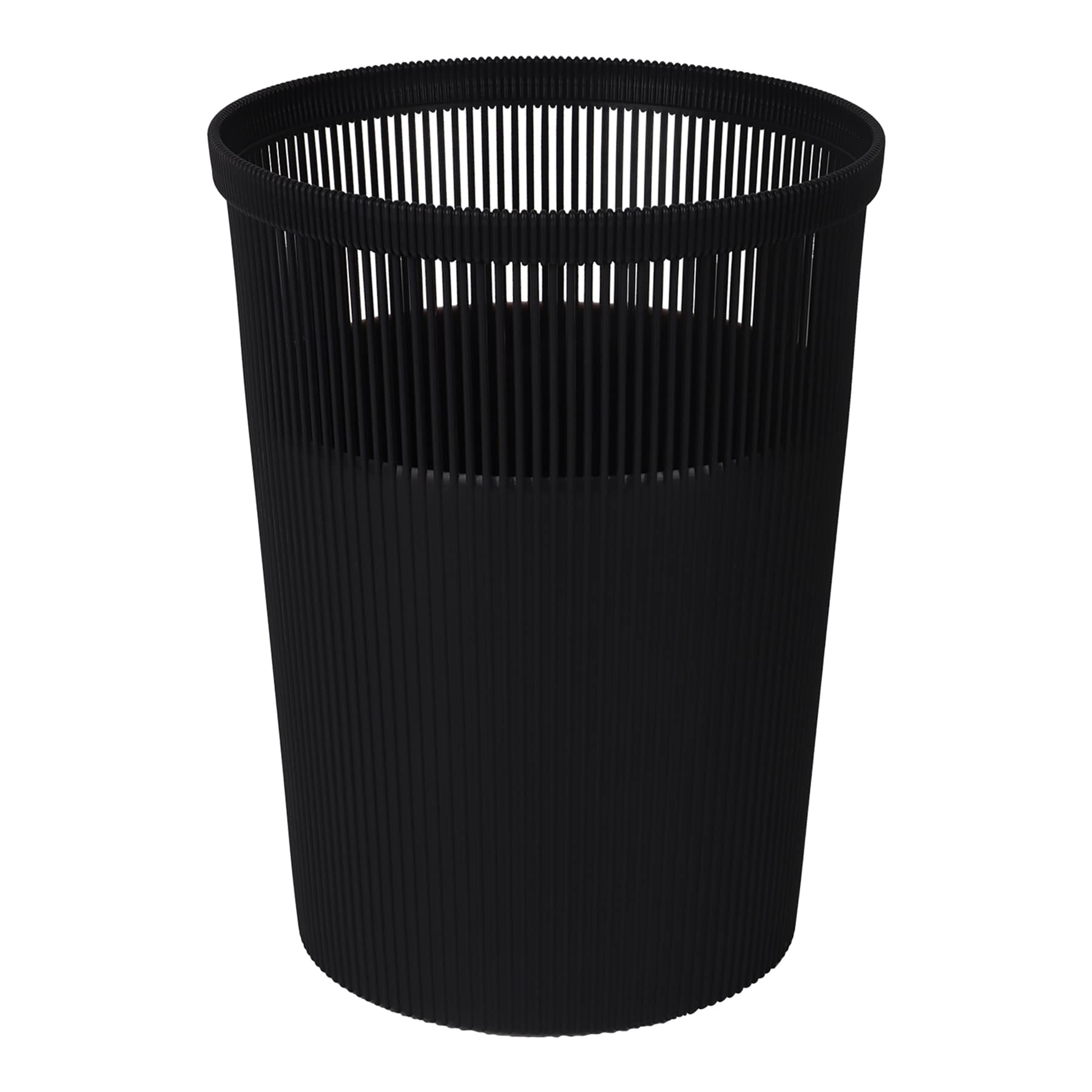 Black Textured Striped Trash Bin, 11.5l