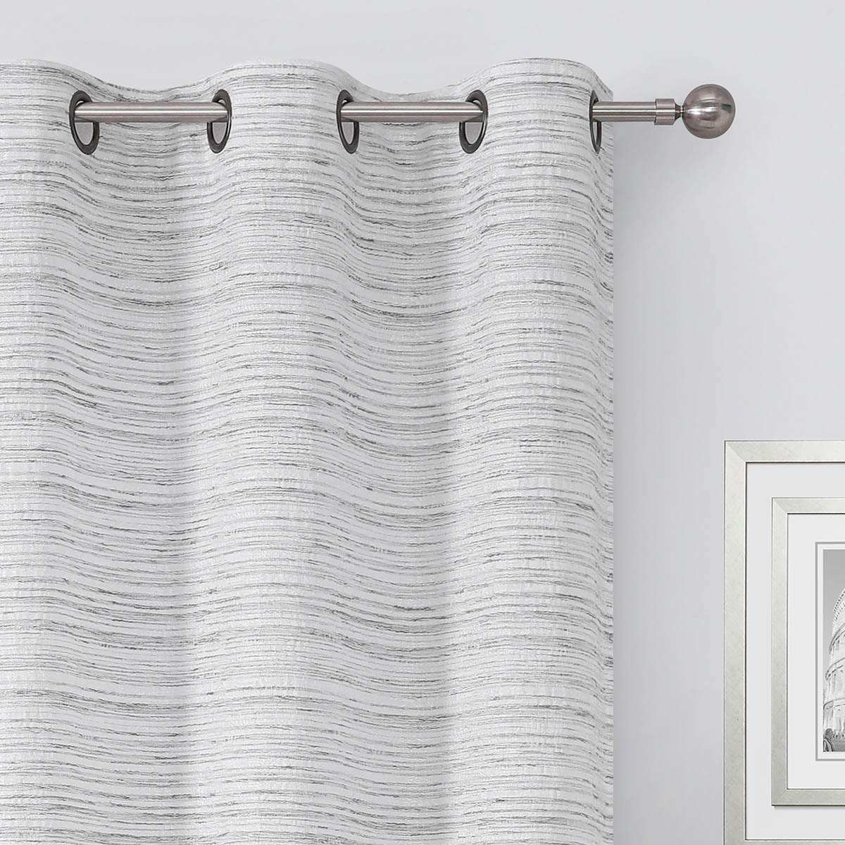 Grey Chenille Light Filtering Grommet Curtain Panel, 84"