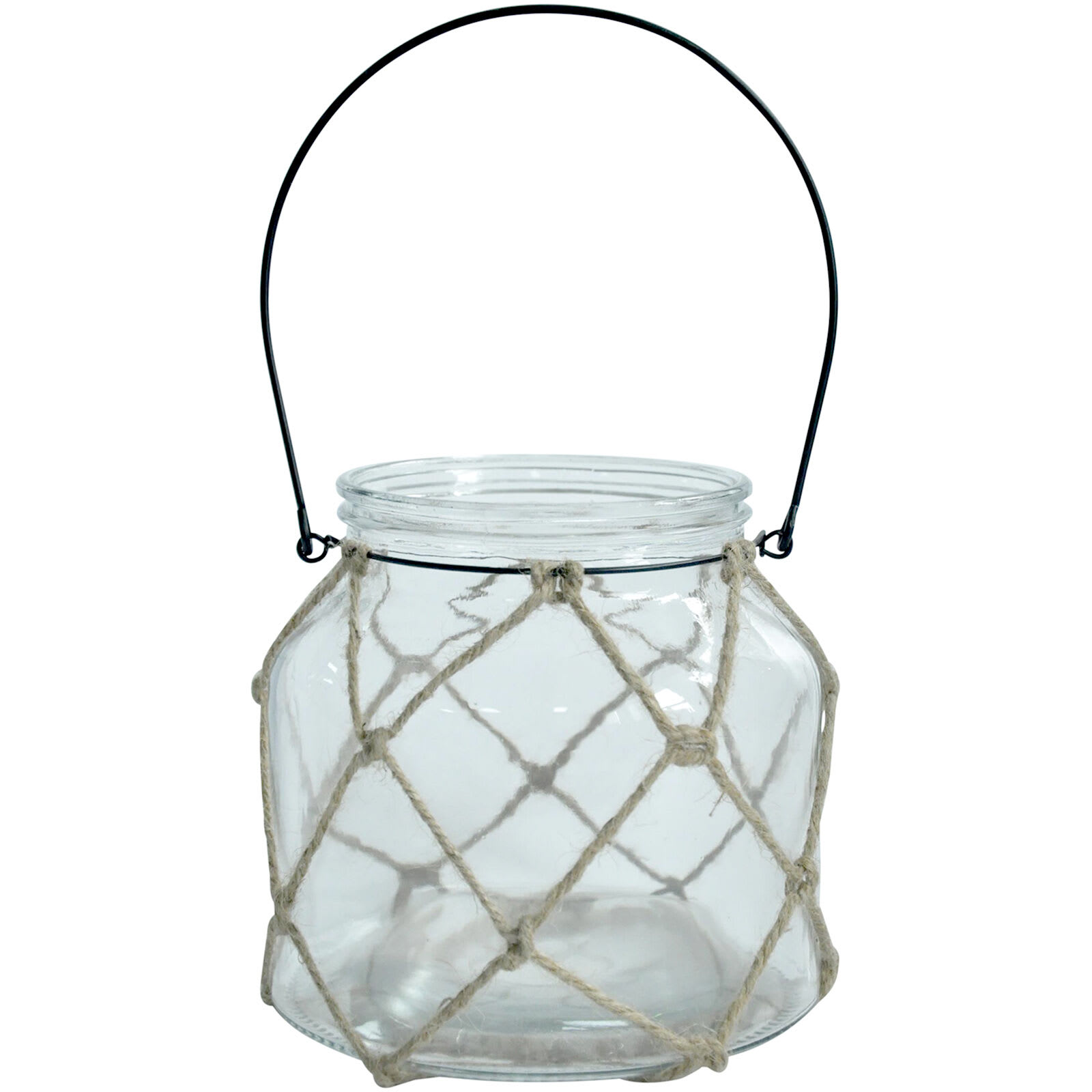 Clear Glass Lantern with Jute Rope, 6"