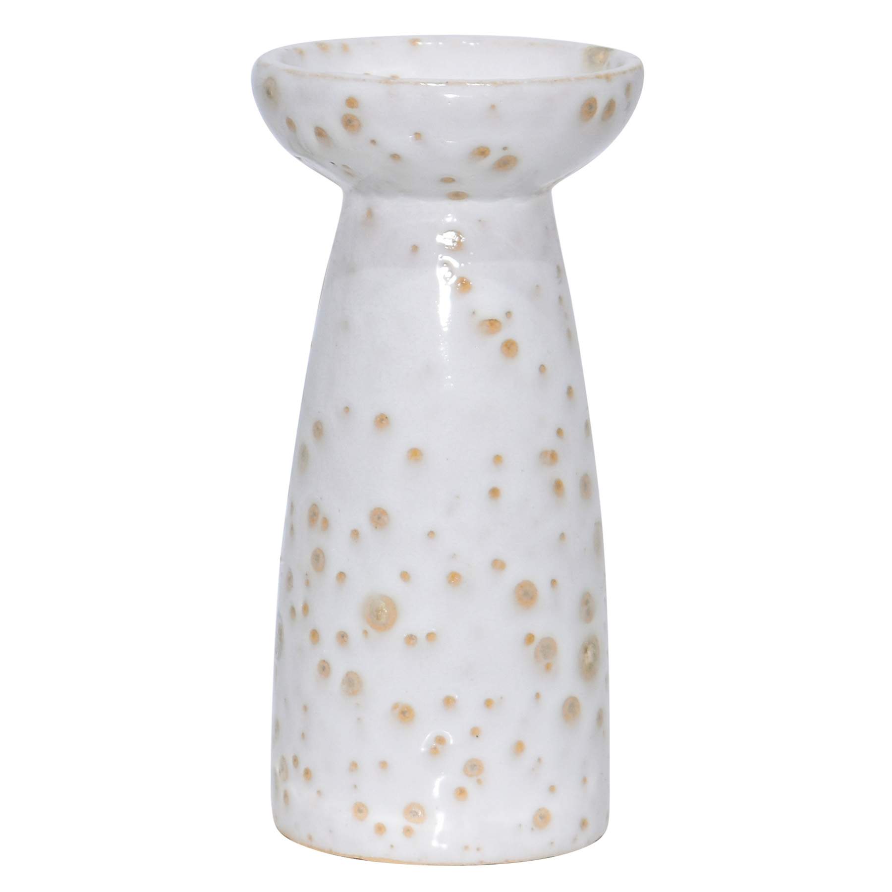 Vana White Ceramic Pillar Candle Holder, 7.5"