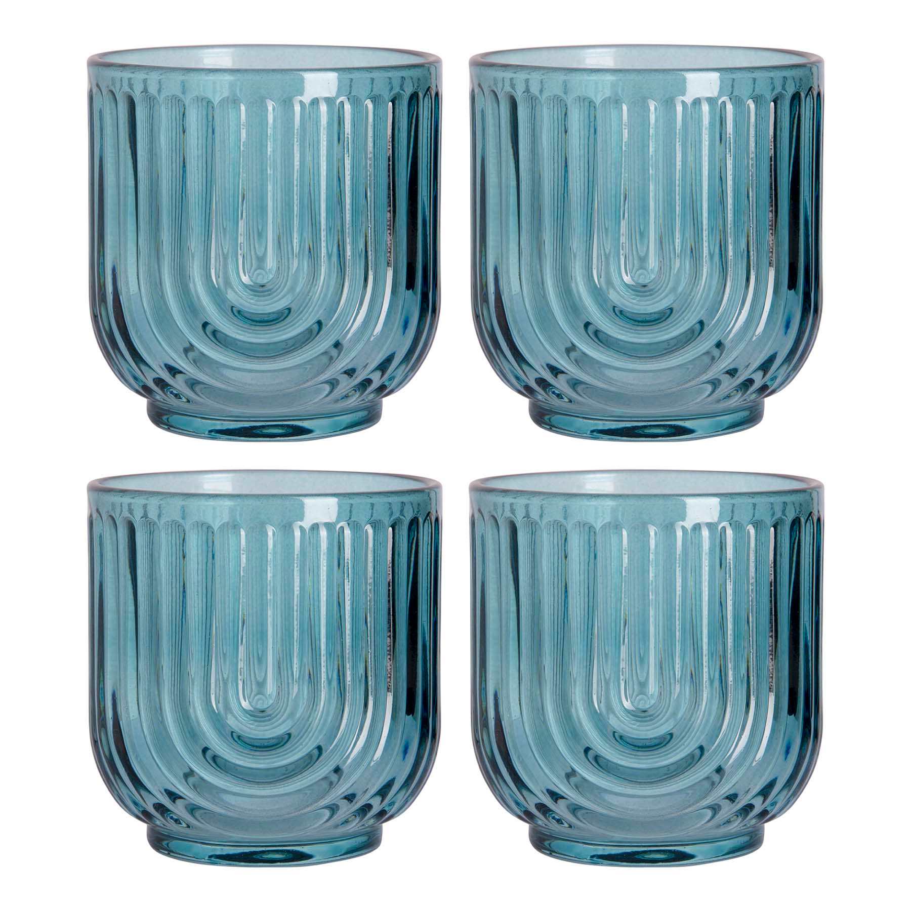 Apollo Set of 4 Blue Arch Double Old Fashioned Glasses, 11oz