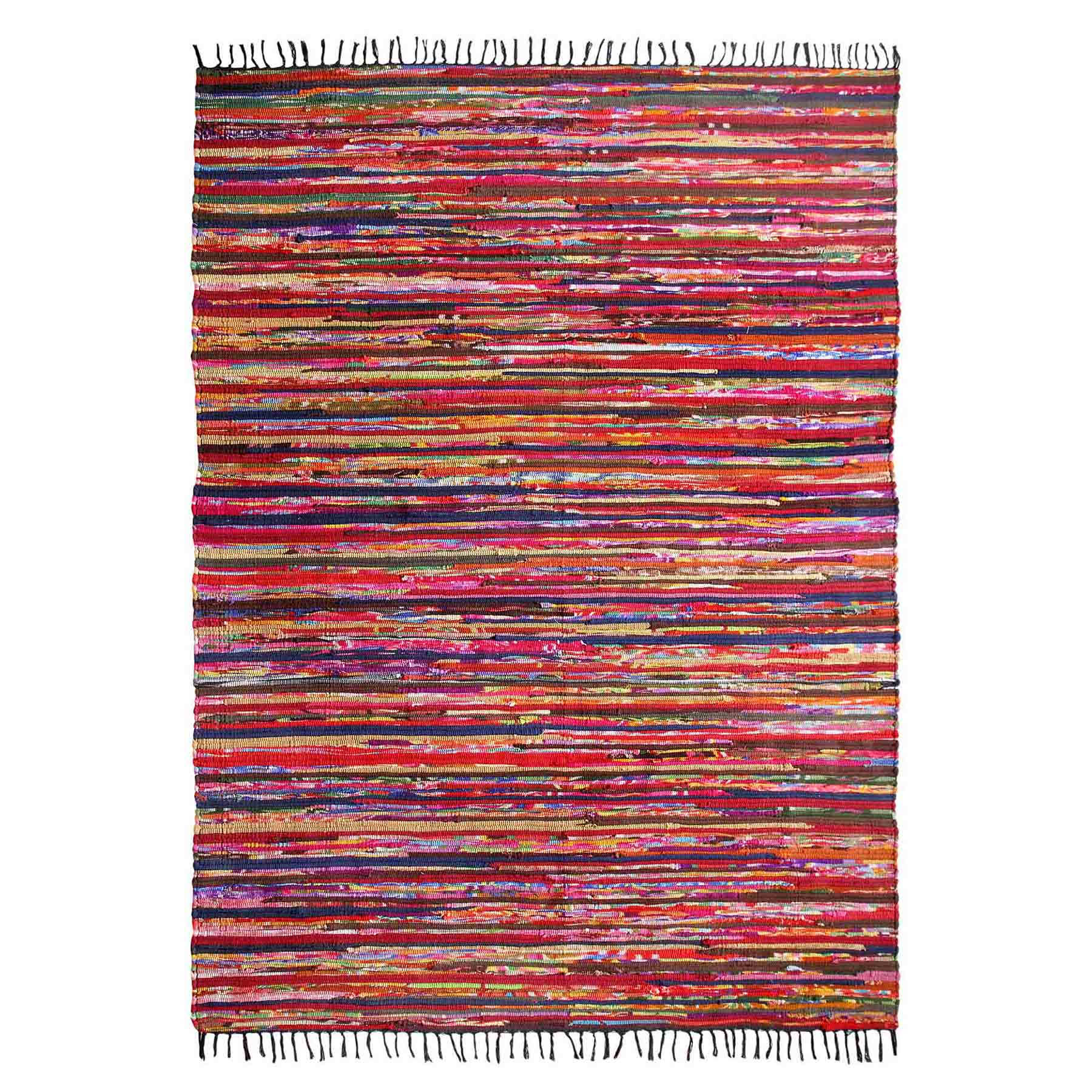 (D410) Polar Chindi Fleece Multicolor Area Rug, 7x10