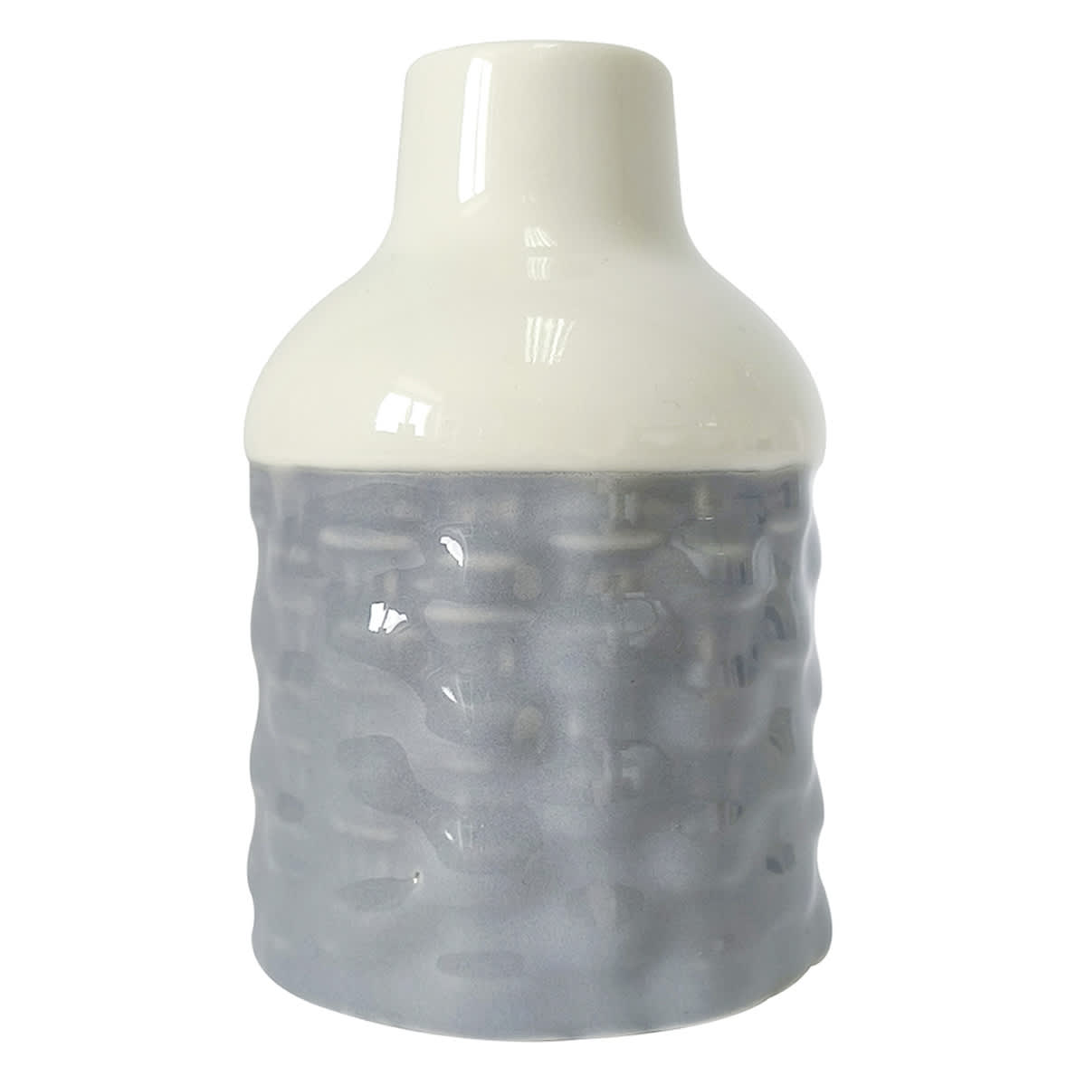Blue Weave Design Ceramic Bud Vase, 4"