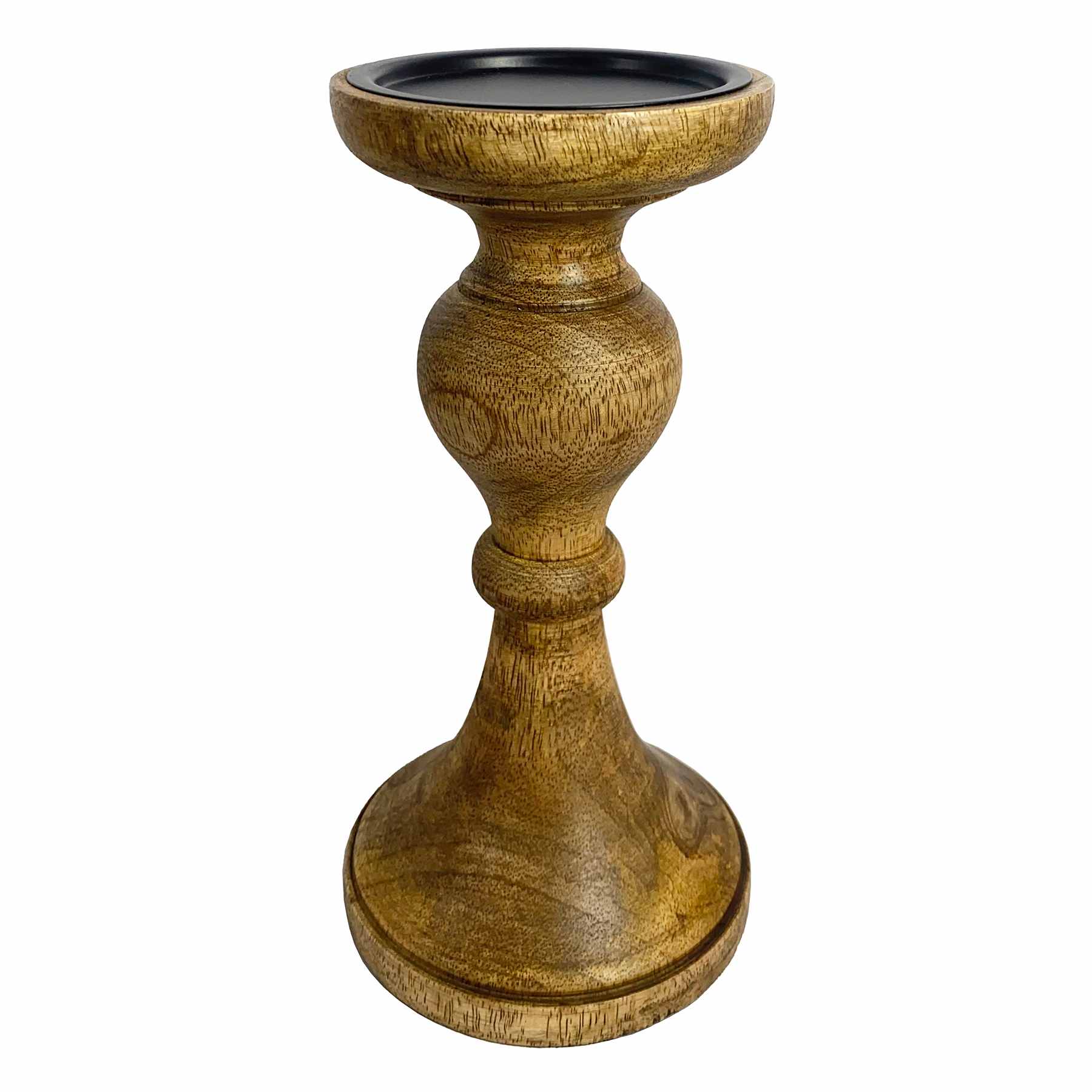Providence Wooden Pillar Candle Holder, 9"