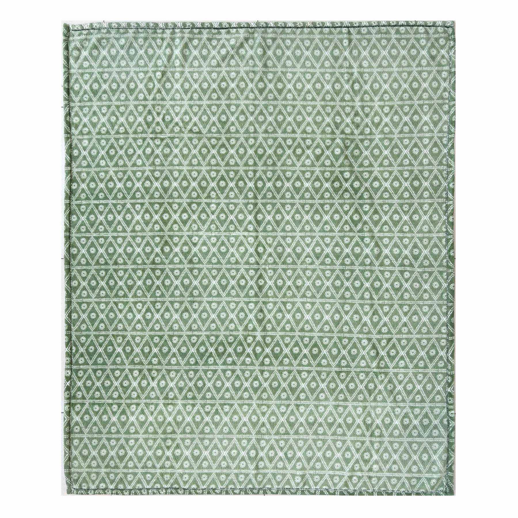 Green Ditsy Diamond Micro Plush Throw Blanket, 50x60