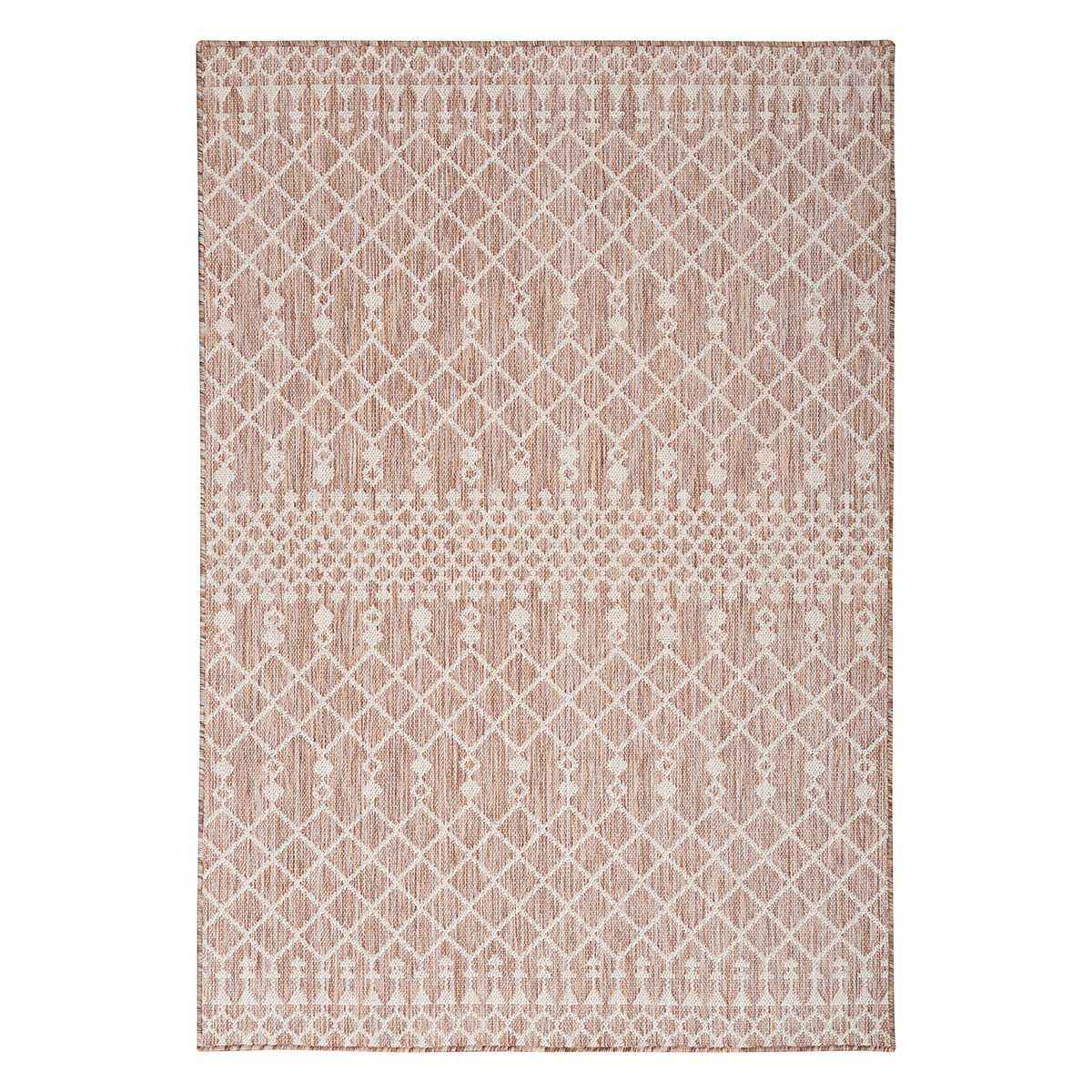 (E527) Beige Moroccan Outdoor Area Rug, 5x7