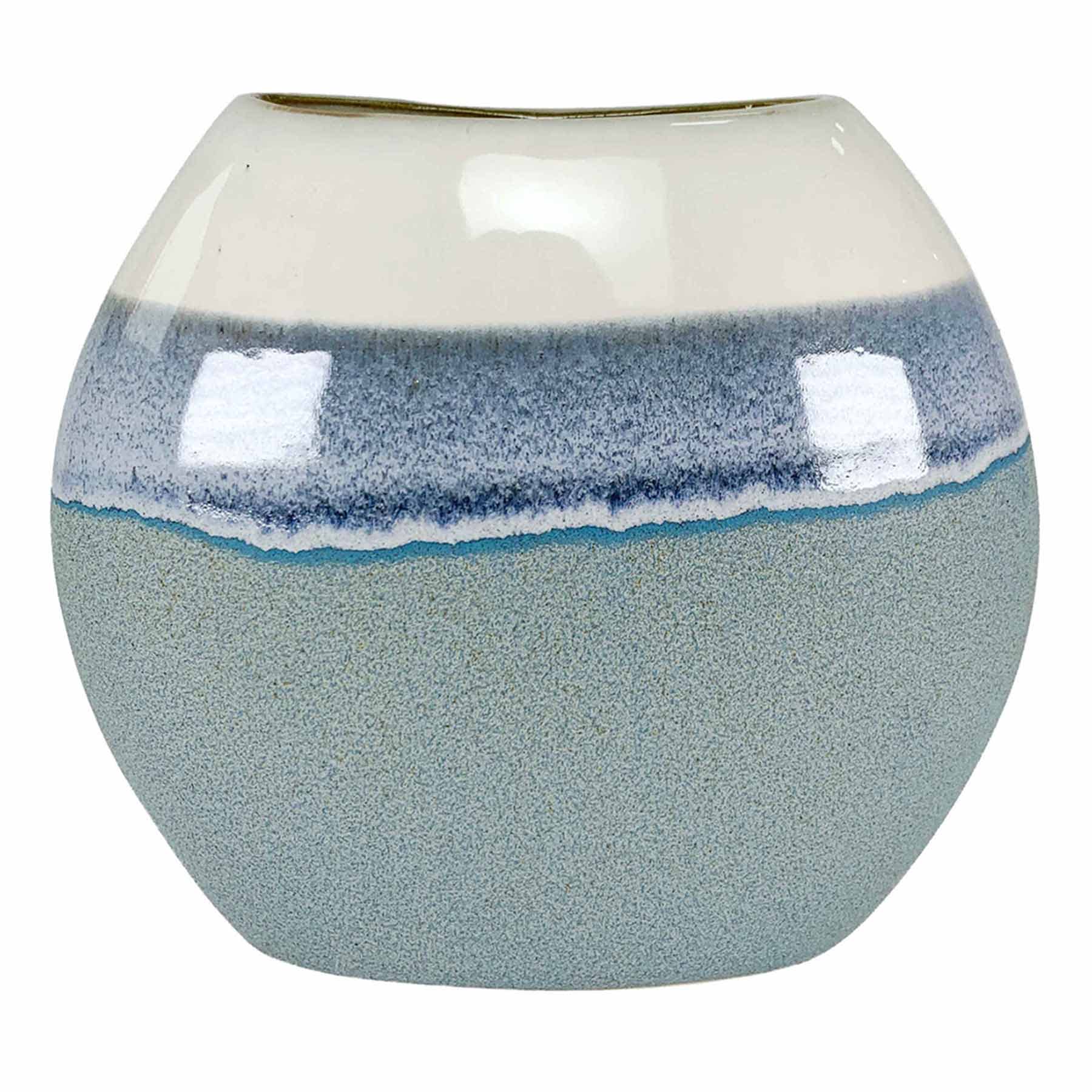 Blue Aqua Reactive Ceramic Vase, 8x3x7