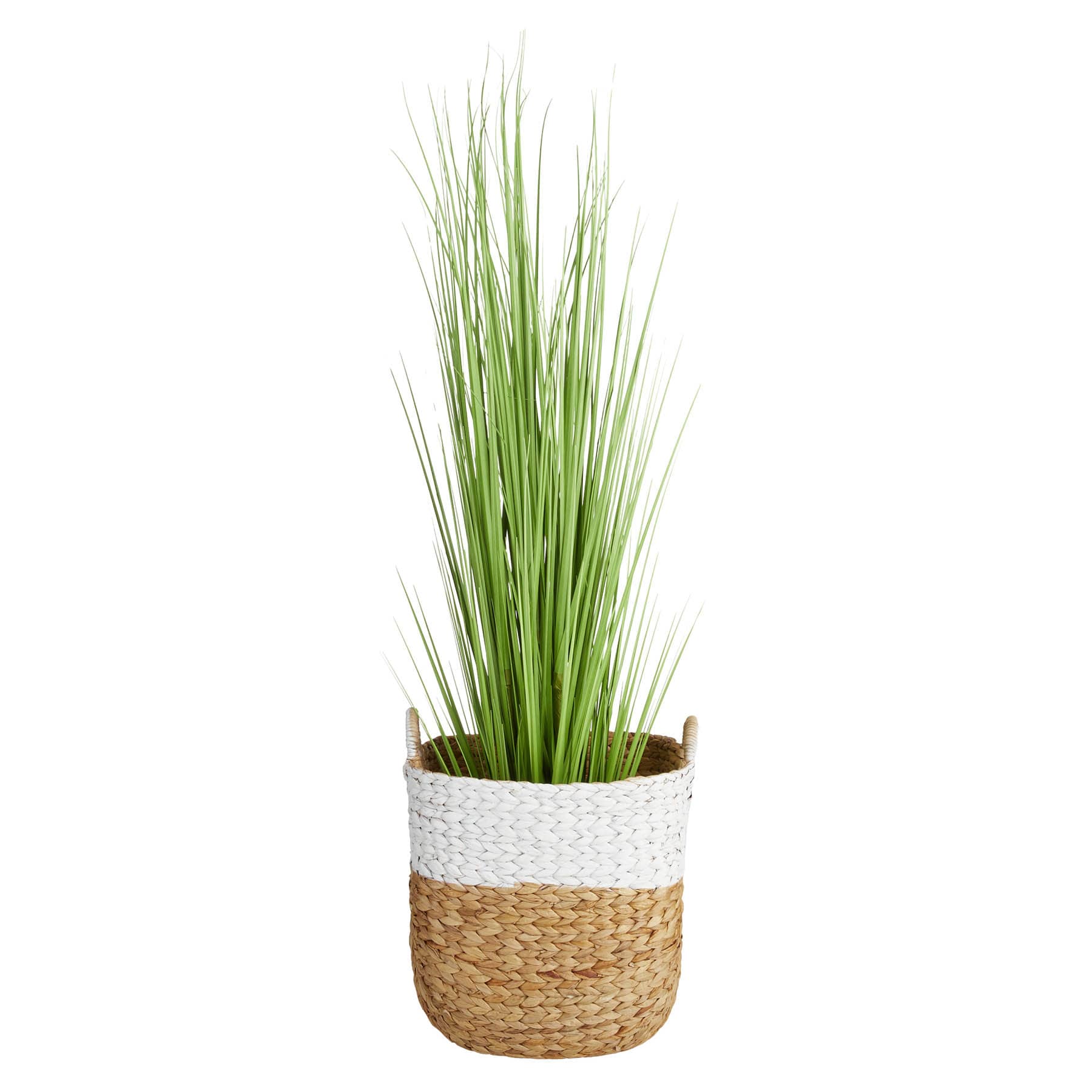 Natural & White Colorblock Water Hyacinth Basket, Small