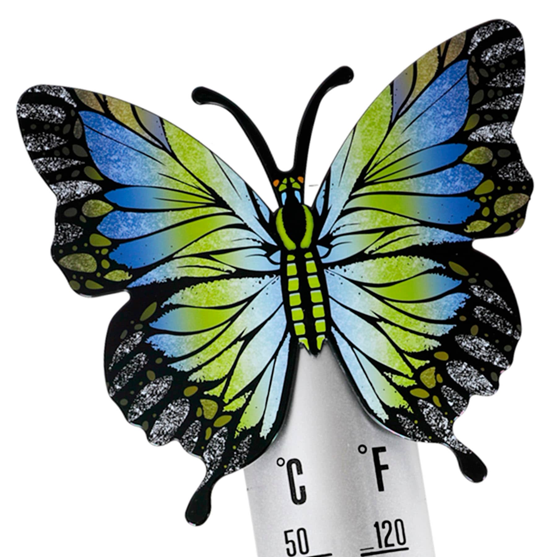 Green Butterfly Garden Thermometer, 13x6