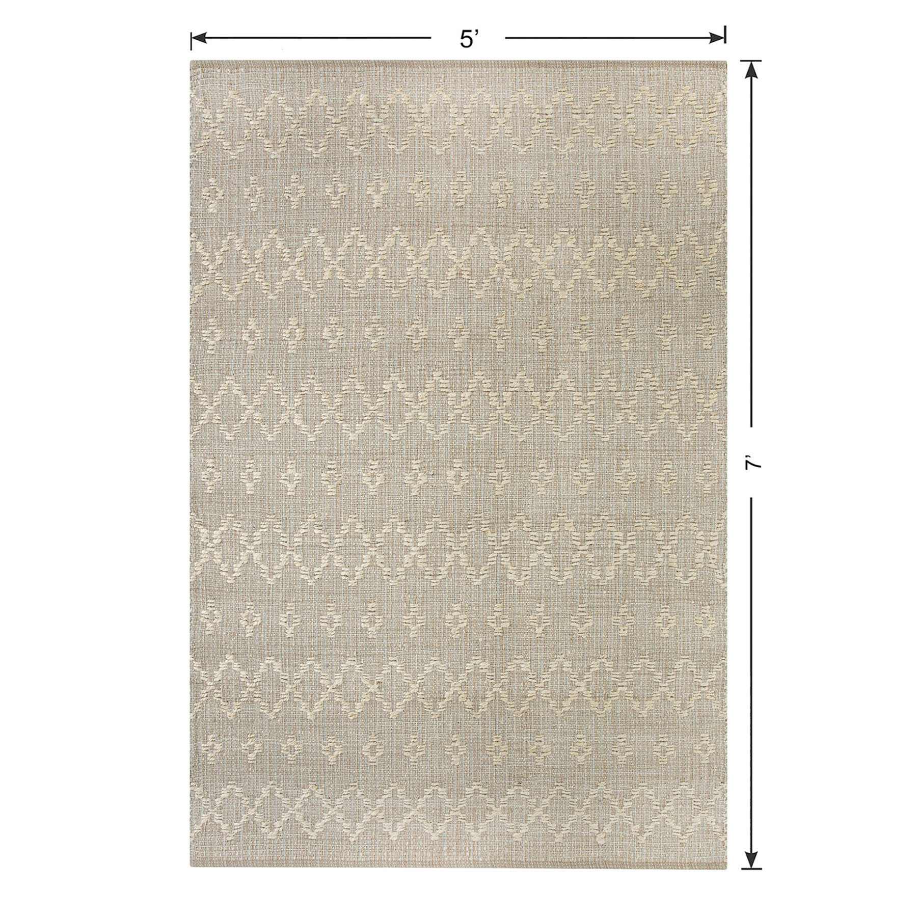 (B726) Honeybloom Denali Neutral Flatweave Area Rug, 5x7