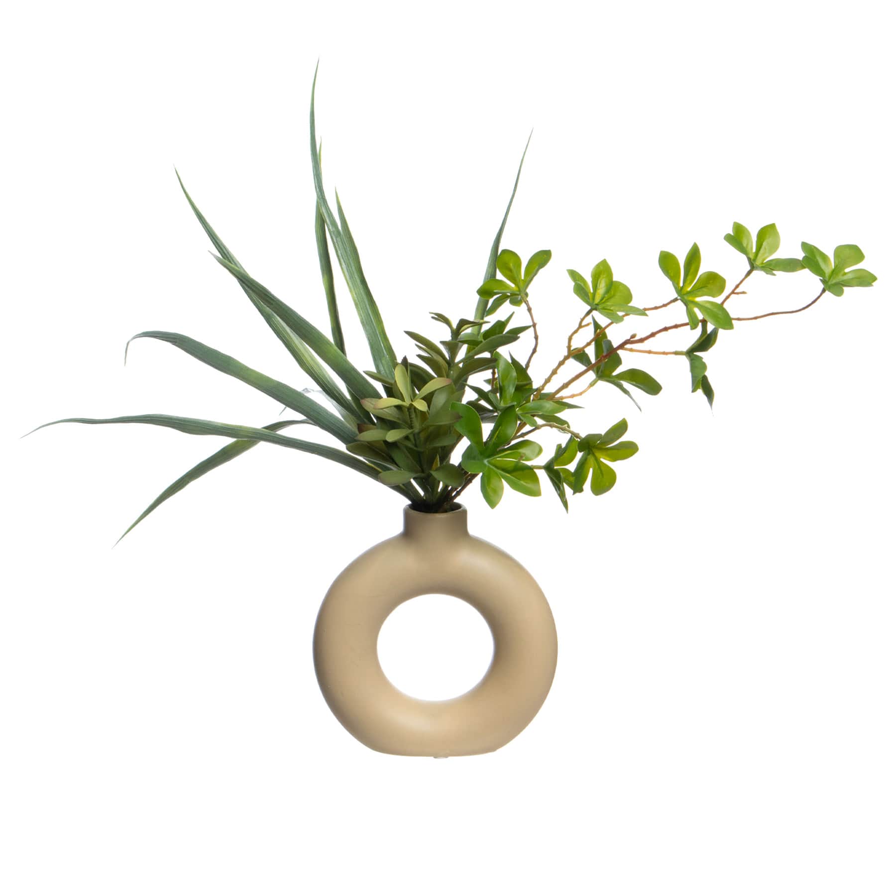 Succulent & Grass in Ceramic Pot, 16"