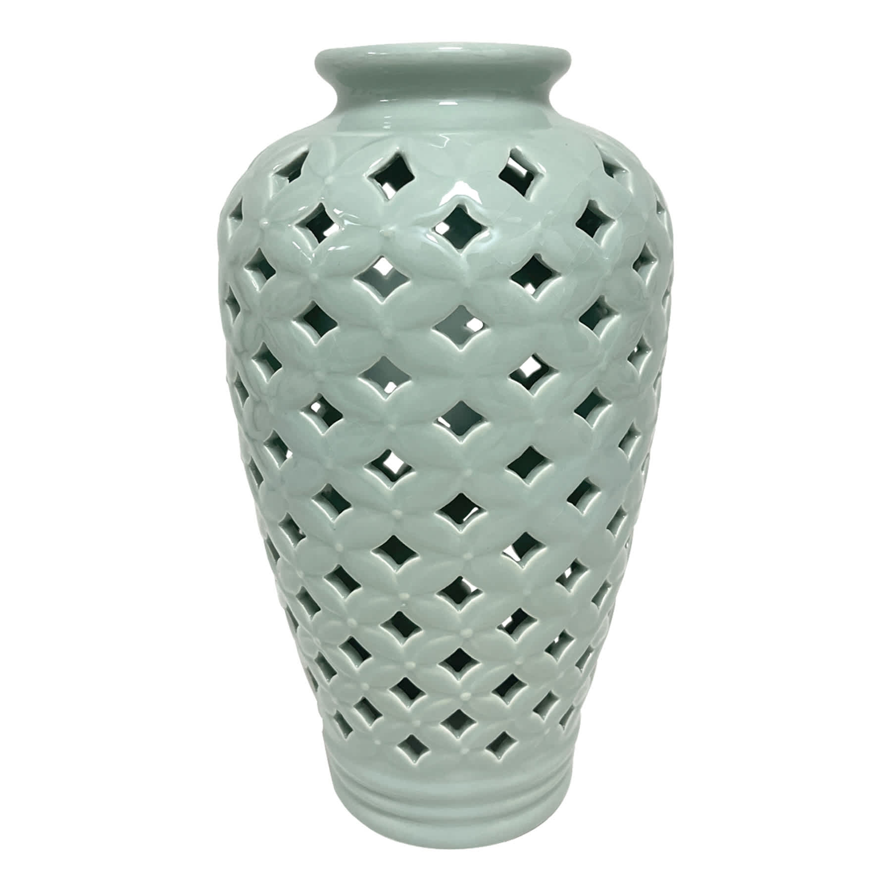 Providence Green Cutout Ceramic Vase, 12"