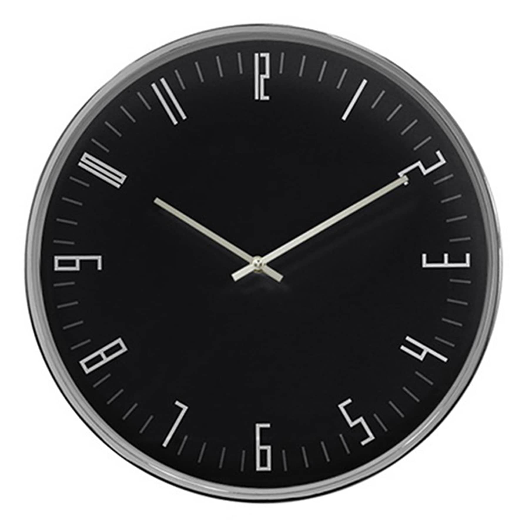 Black & Chrome Accent Round Wall Clock, 14"