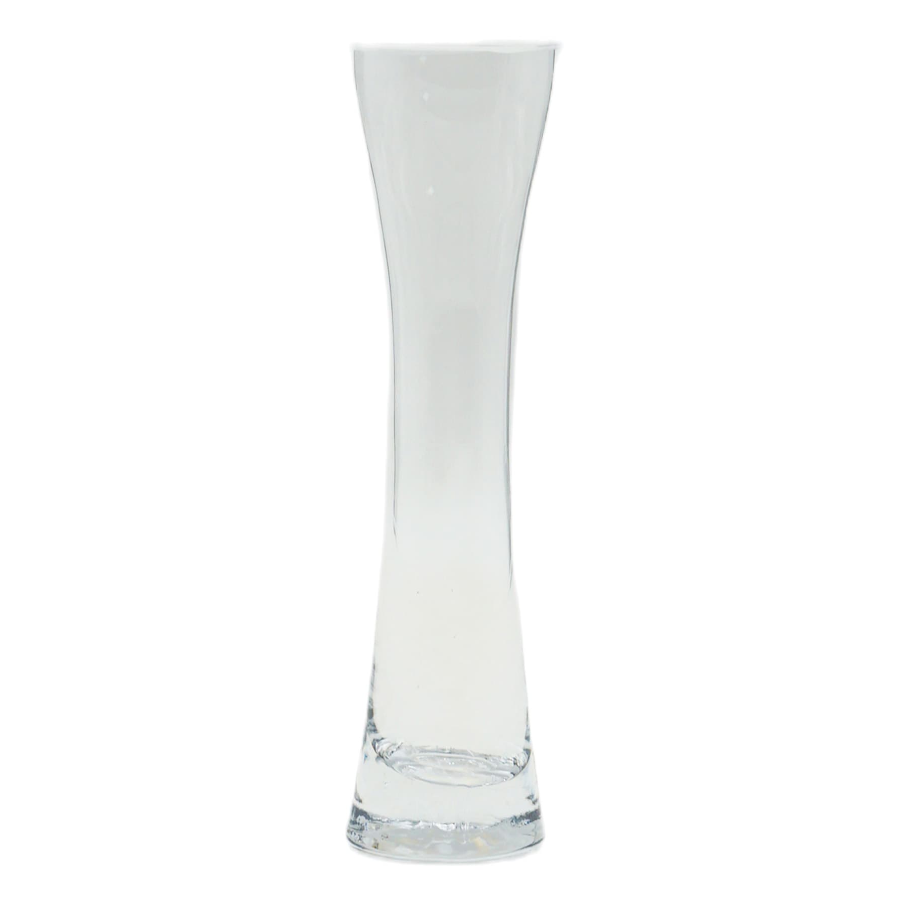 Clear Glass Hourglass Vase, 8"