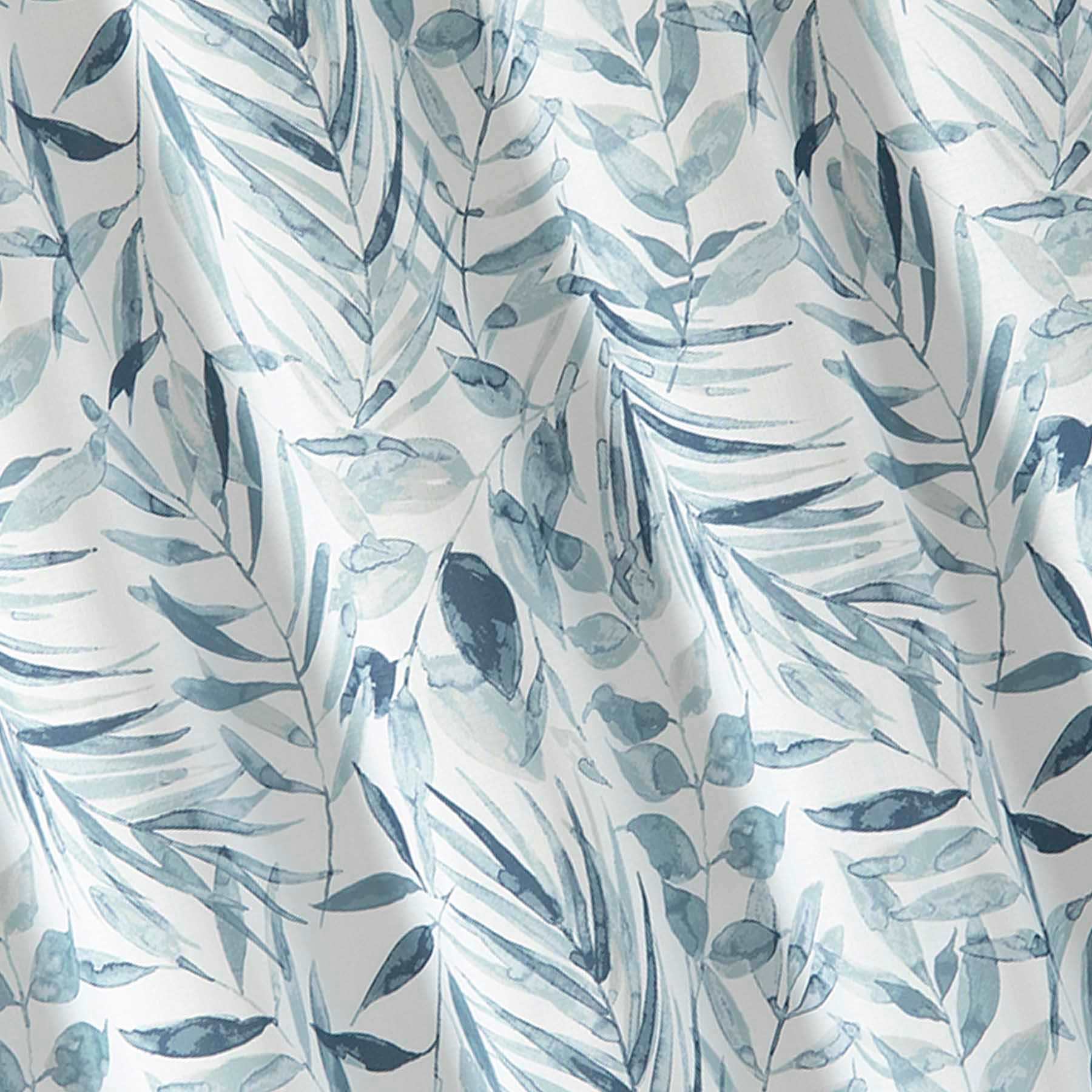 13-Piece Blue Palmyra Leaf Shower Curtain Set, 72"