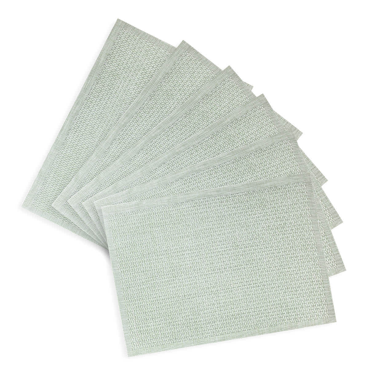Set of 6 Rainner Sage Woven Vinyl Placemats, 13x18