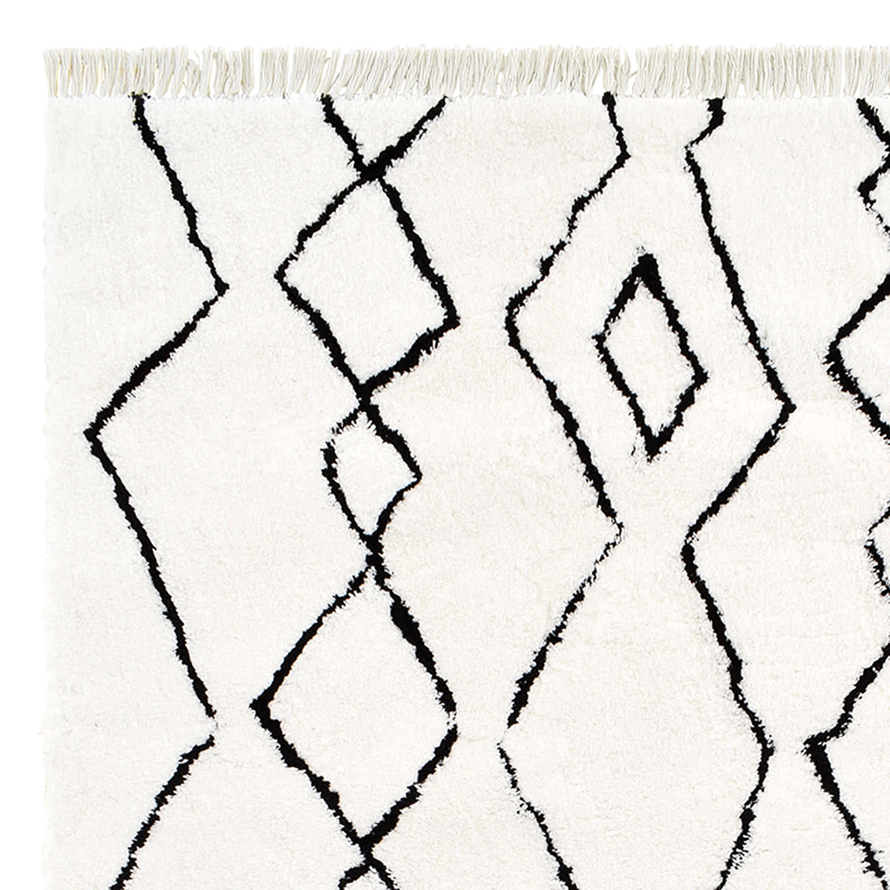 (C183) Imperial White Patterned Area Rug with Tassels, 5x7
