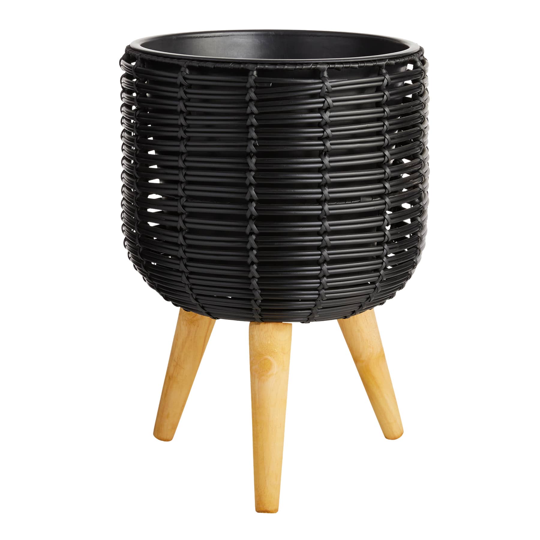 Tracey Boyd Black Polyrattan Planter Stand, Large