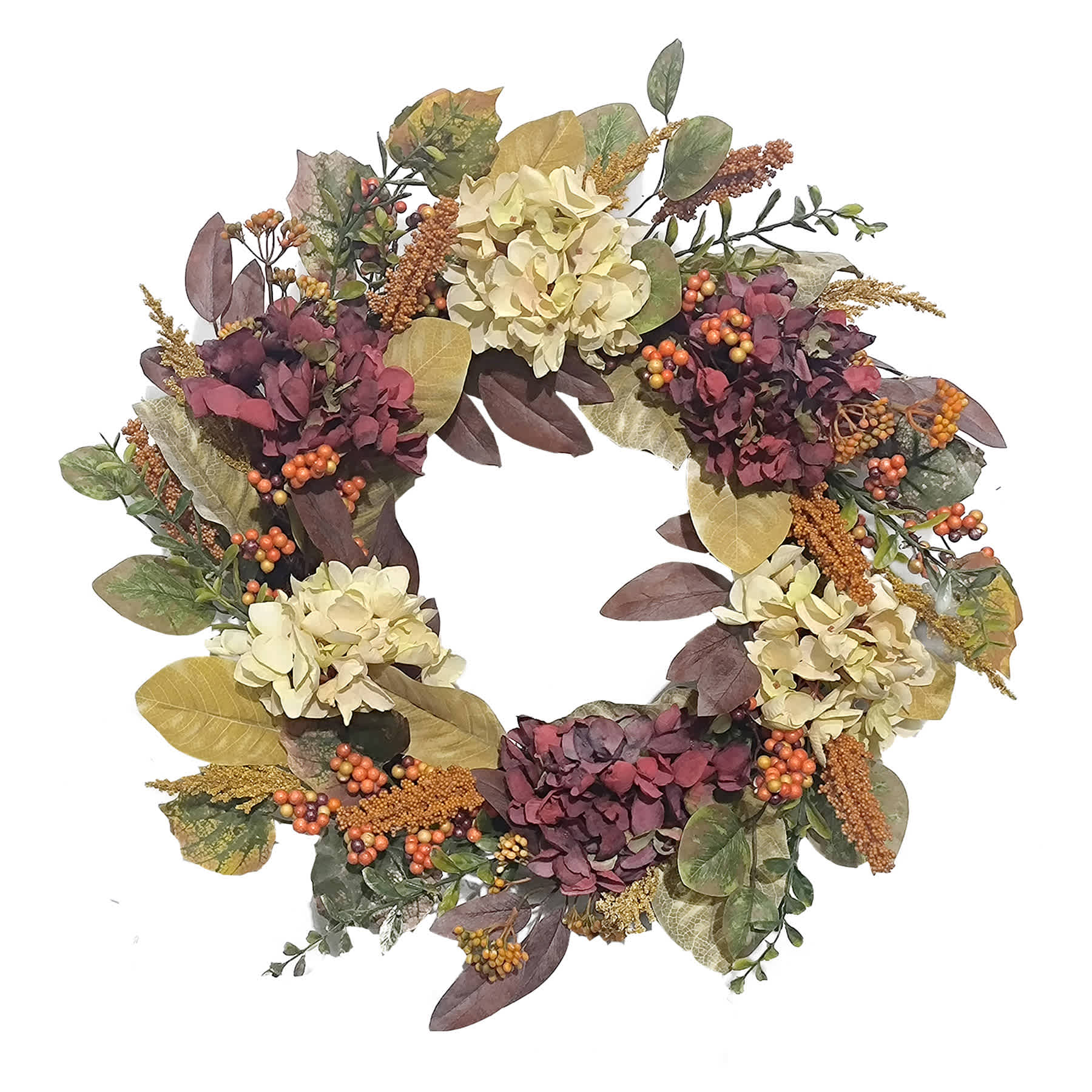 Red Hydrangea Wreath, 24"