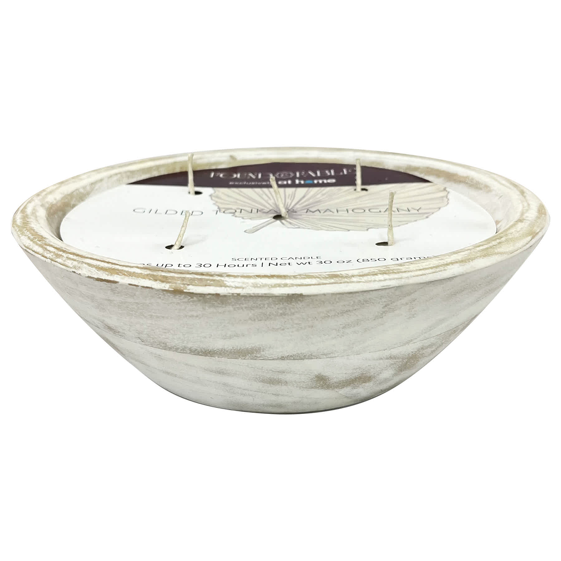 Found & Fable Gilded Tonka & Mahogany Scented Wooden Bowl Candle, 30oz