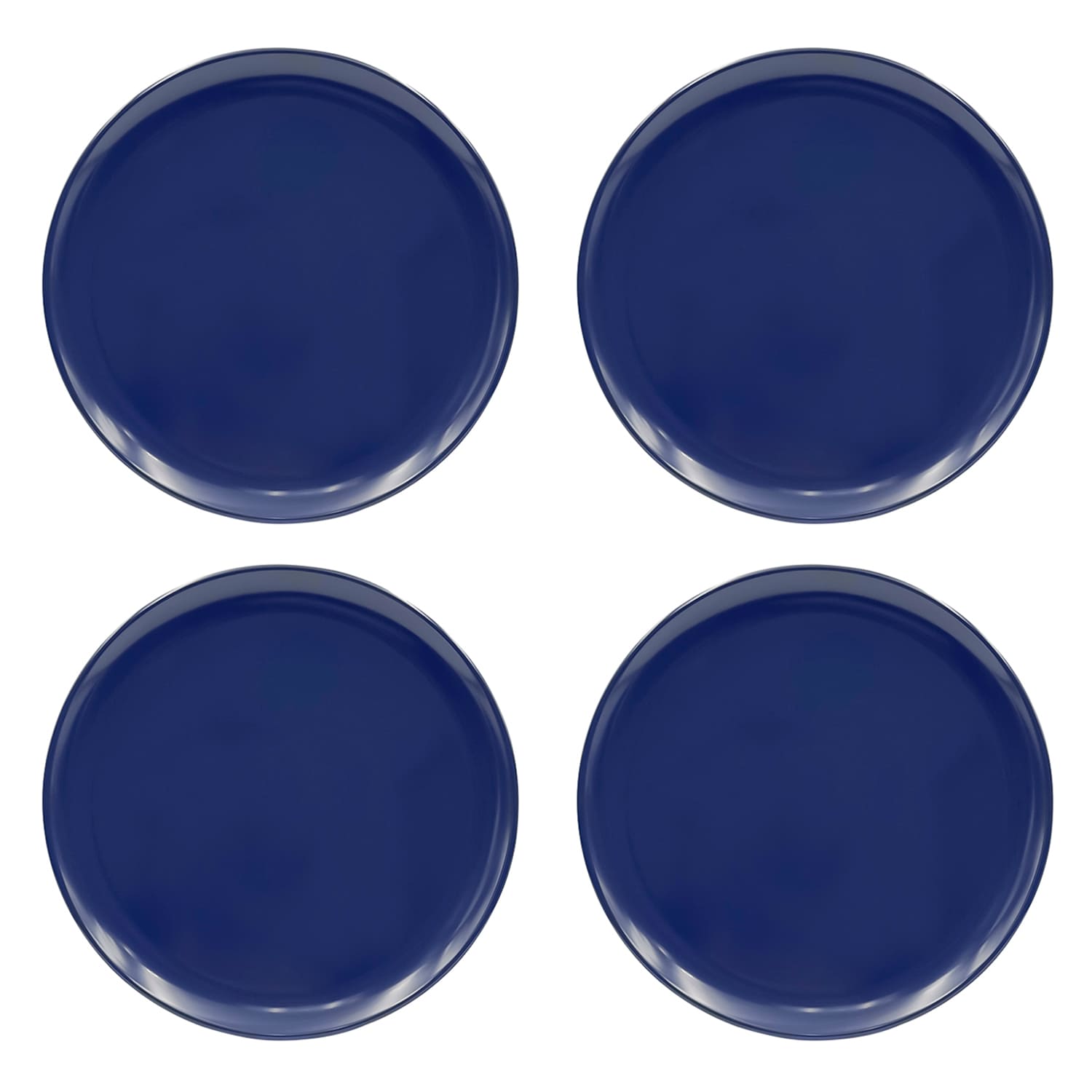 Set of 4 Solid Blue Melamine Dinner Plates, 10"