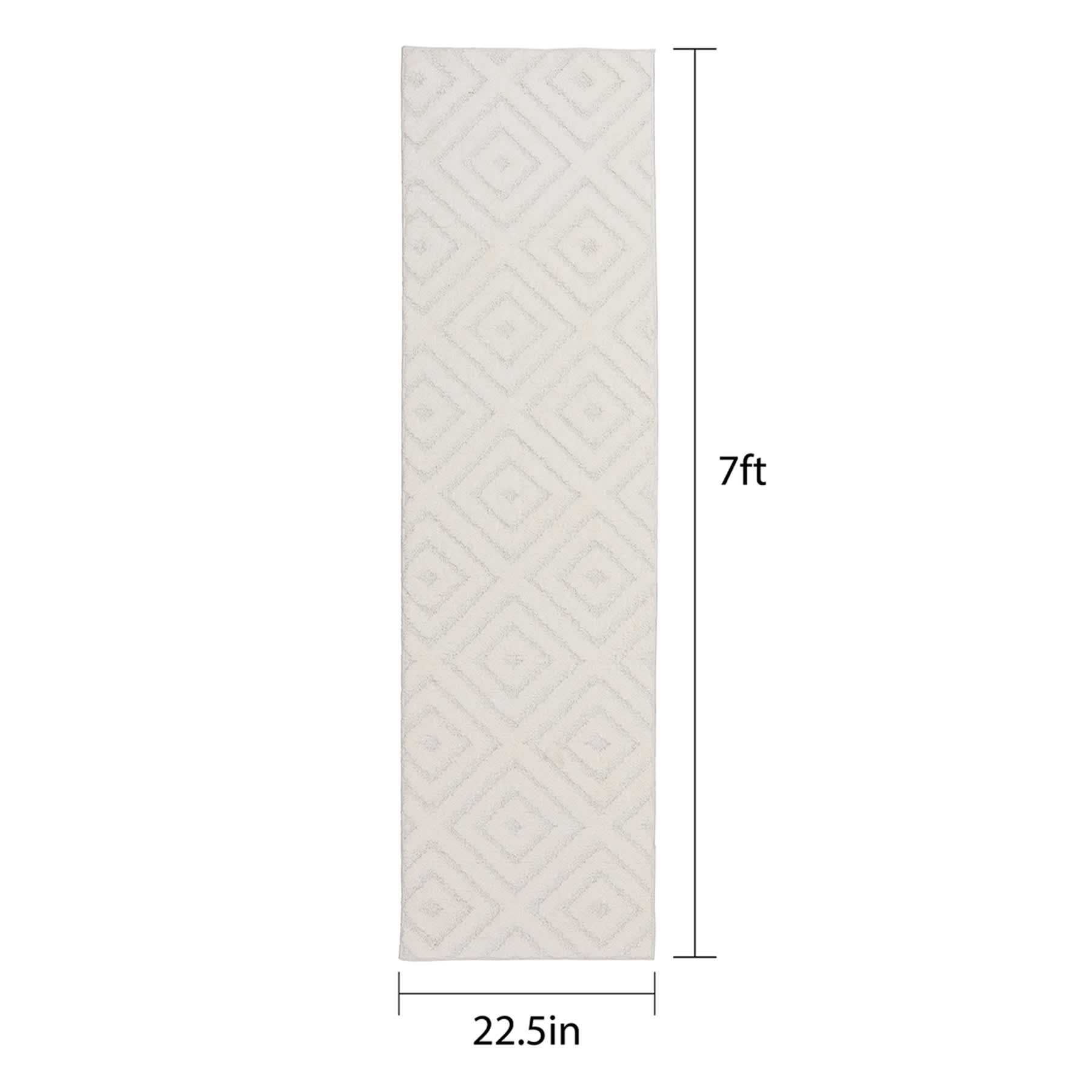 (D456) Ronin Ivory Tufted Non-Slip Runner, 2x7