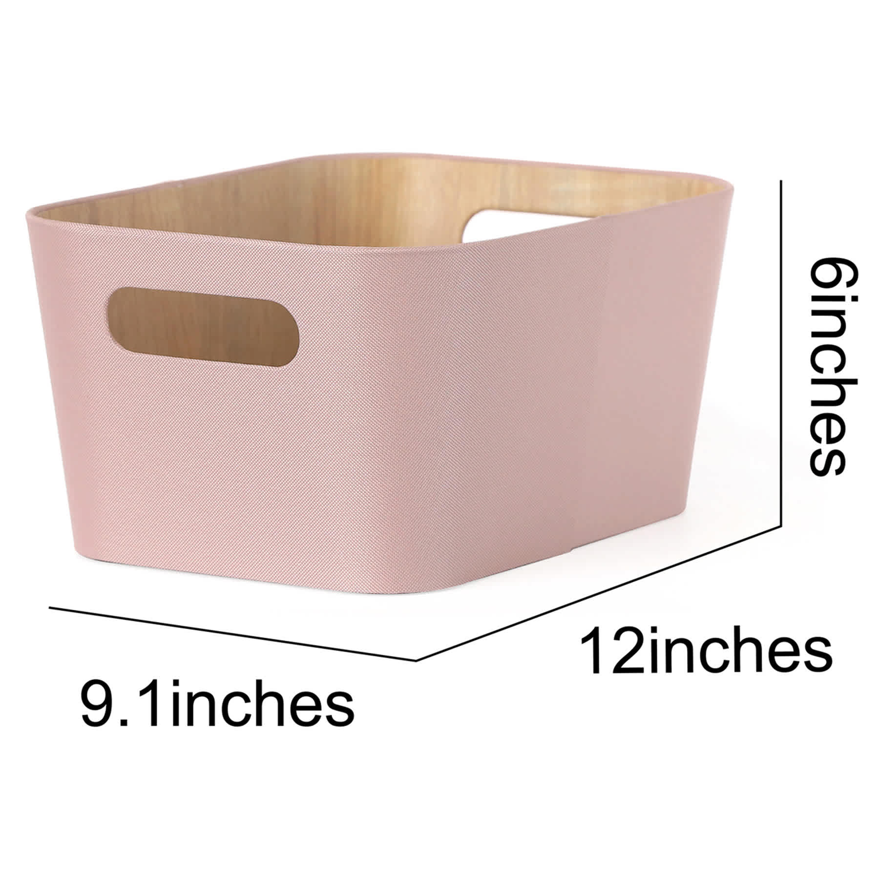 Pink Sage & Wood Prnt Storage Basket, 7.5l