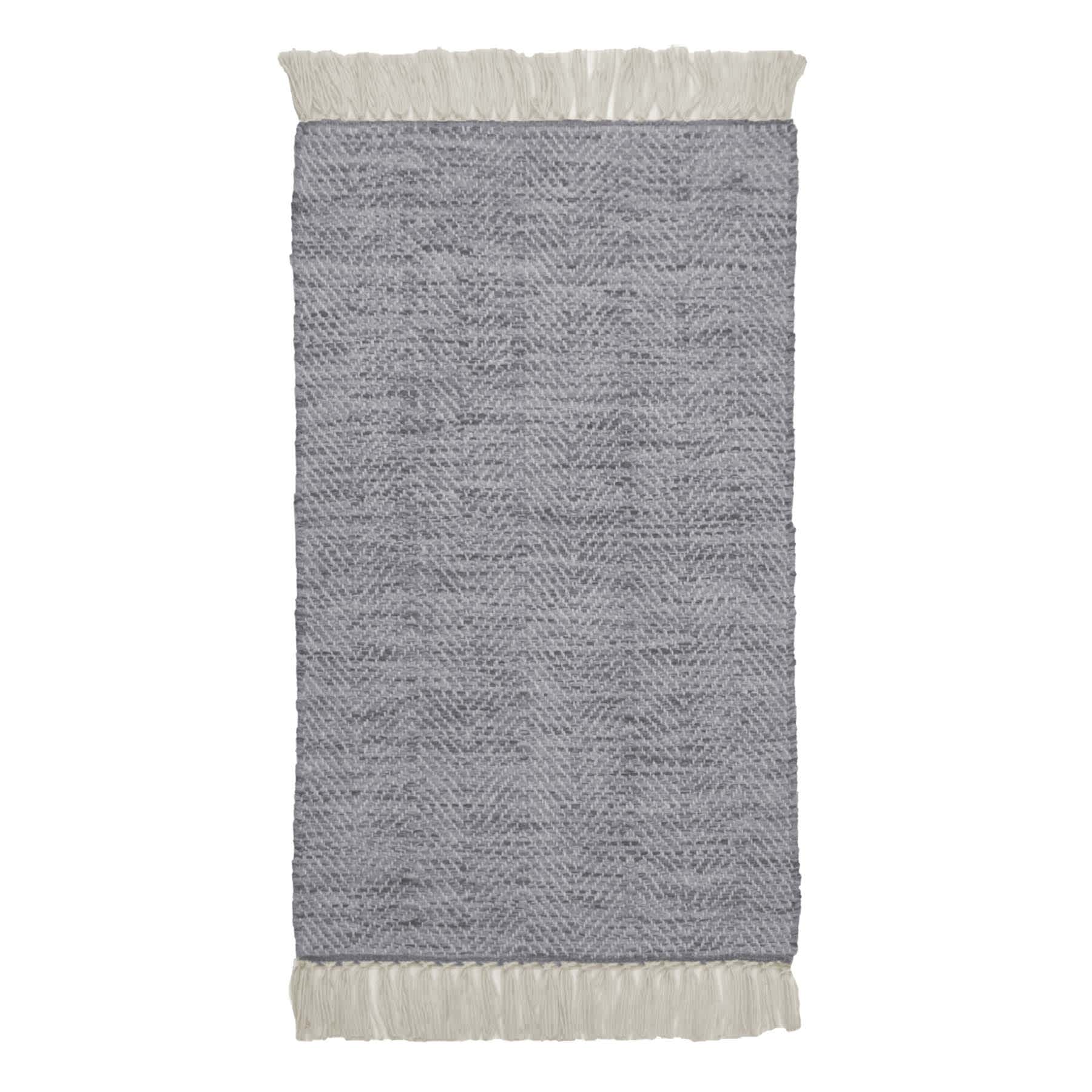 (B799) Crosby St. Grey Herringbone Accent Rug, 2x3