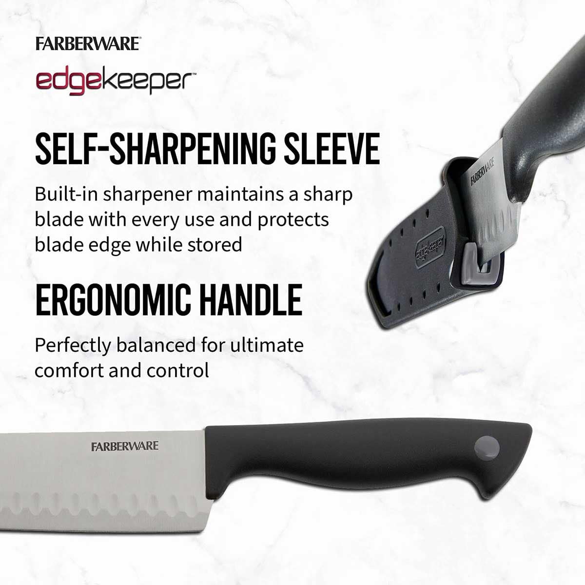 Farberware Edgekeeper Black Santoku Knife, 5"