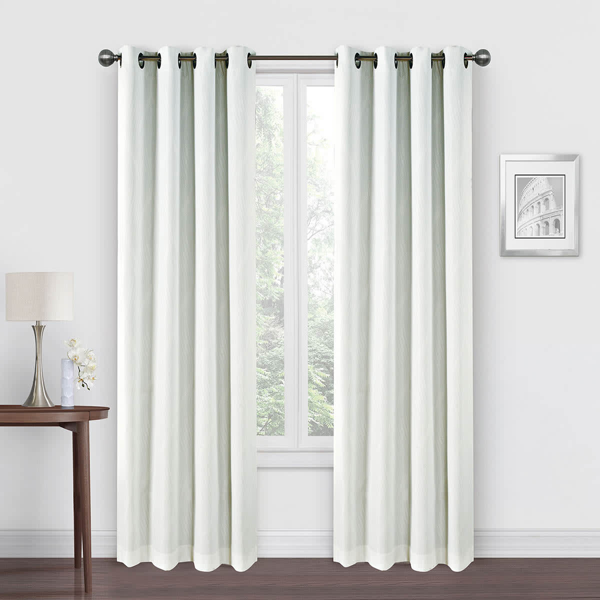 Brooks White & Silver Grommet Blackout Curtain Panel, 84"